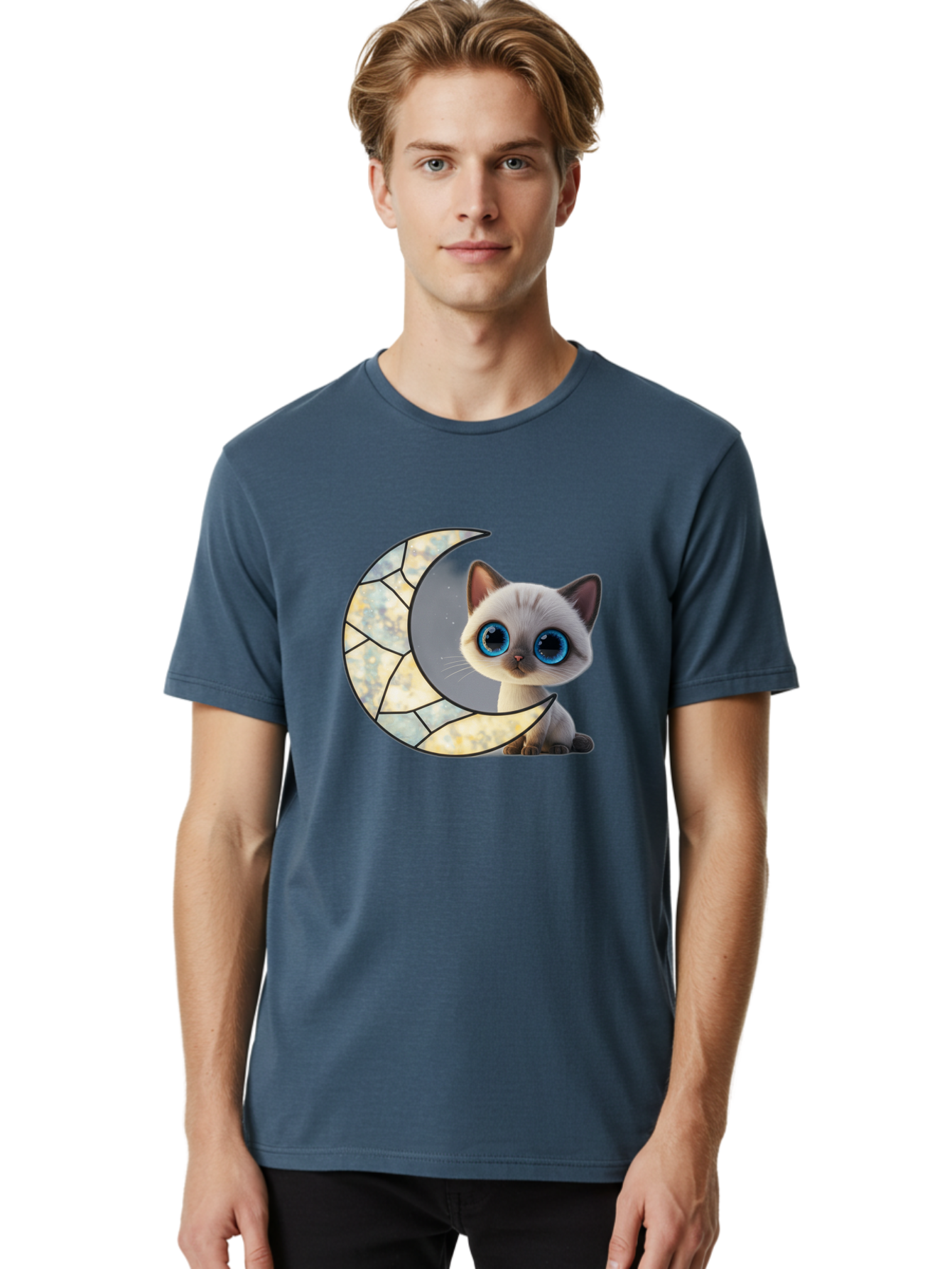 Cat-And-Crescent-Moon-1 Men'S Graphic Tee, 100% Cotton, Comfortable Casual Summer Wear, Machine Washable, Vintage Camera, Old Camera, Antique Camera, Black Camera, Classic Photography, Photography Equipment, Nostalgic Device, Film Camera, Bai619