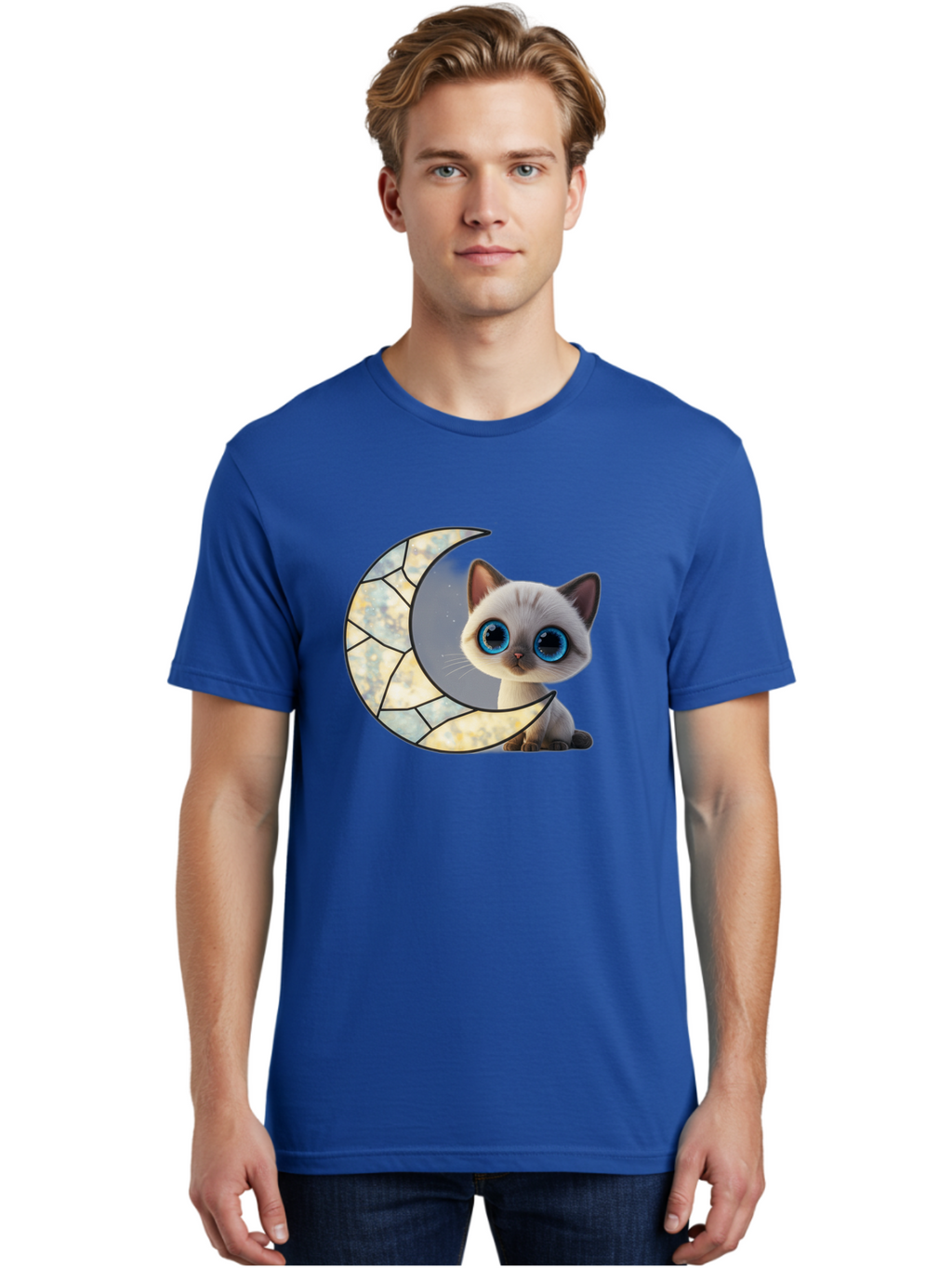 Cat-And-Crescent-Moon-1 Men'S Graphic Tee, 100% Cotton, Comfortable Casual Summer Wear, Machine Washable, Vintage Camera, Old Camera, Antique Camera, Black Camera, Classic Photography, Photography Equipment, Nostalgic Device, Film Camera, Bai619