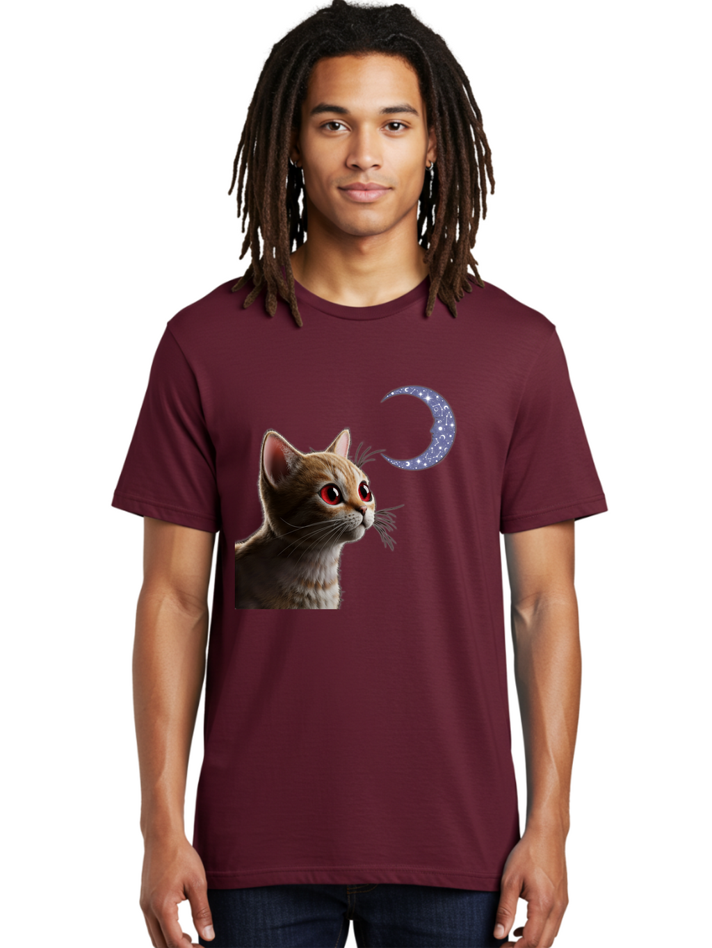 Cat-And-Crescent-Moon-2 Men'S Graphic Tee, 100% Cotton, Comfortable Casual Summer Wear, Machine Washable, Vintage Camera, Old Camera, Antique Camera, Black Camera, Classic Photography, Photography Equipment, Nostalgic Device, Film Camera, Bai620