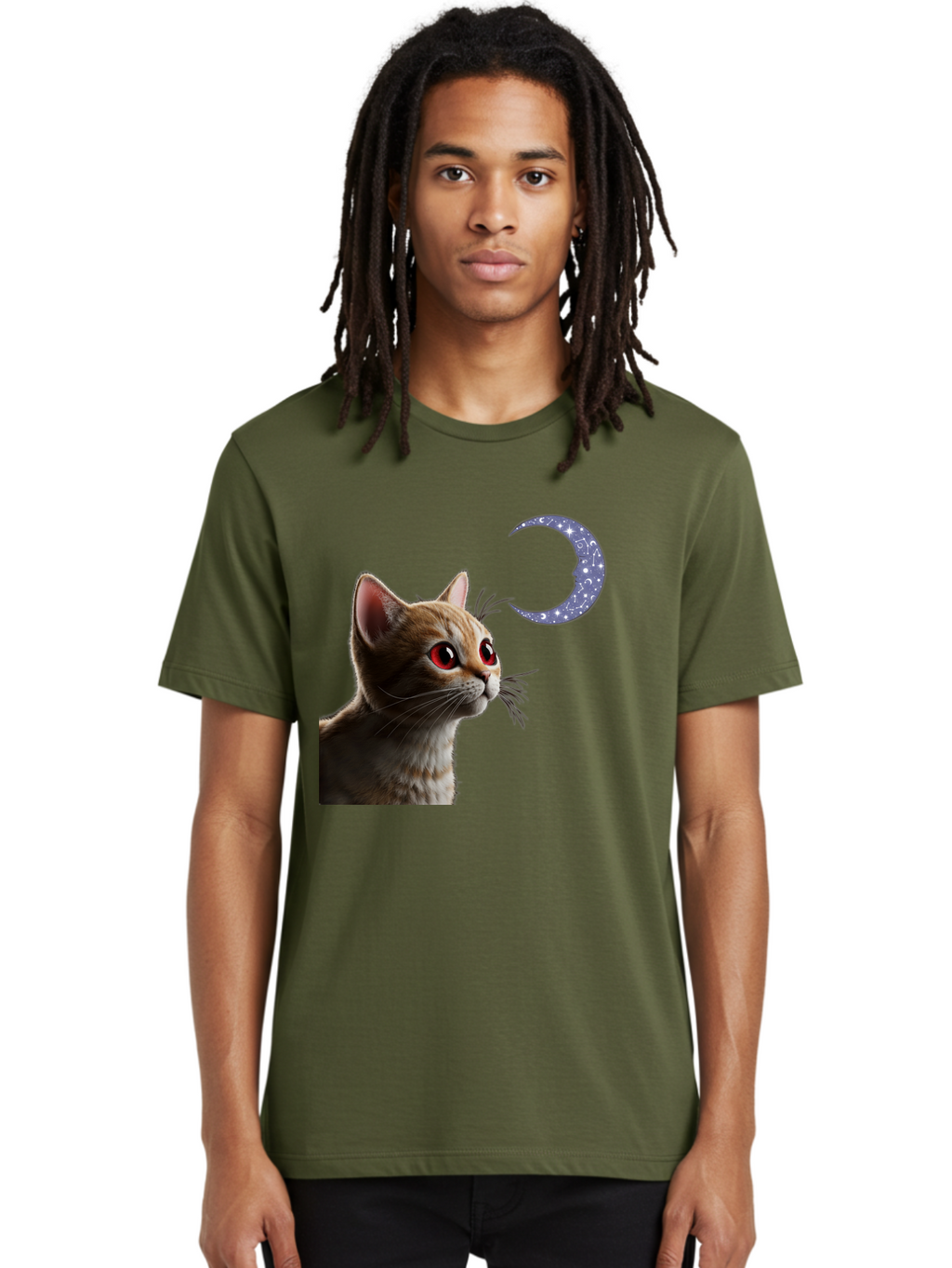 Cat-And-Crescent-Moon-2 Men'S Graphic Tee, 100% Cotton, Comfortable Casual Summer Wear, Machine Washable, Vintage Camera, Old Camera, Antique Camera, Black Camera, Classic Photography, Photography Equipment, Nostalgic Device, Film Camera, Bai620