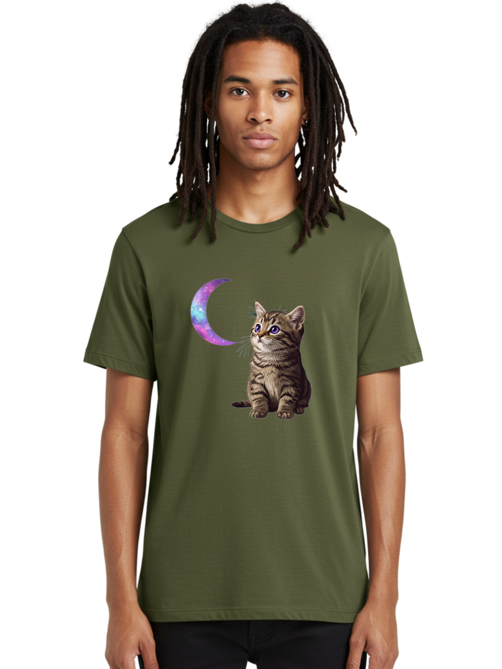 Cat-And-Crescent-Moon-3 Men'S Graphic Tee, 100% Cotton, Comfortable Casual Summer Wear, Machine Washable, Vintage Camera, Old Camera, Antique Camera, Black Camera, Classic Photography, Photography Equipment, Nostalgic Device, Film Camera, Bai621