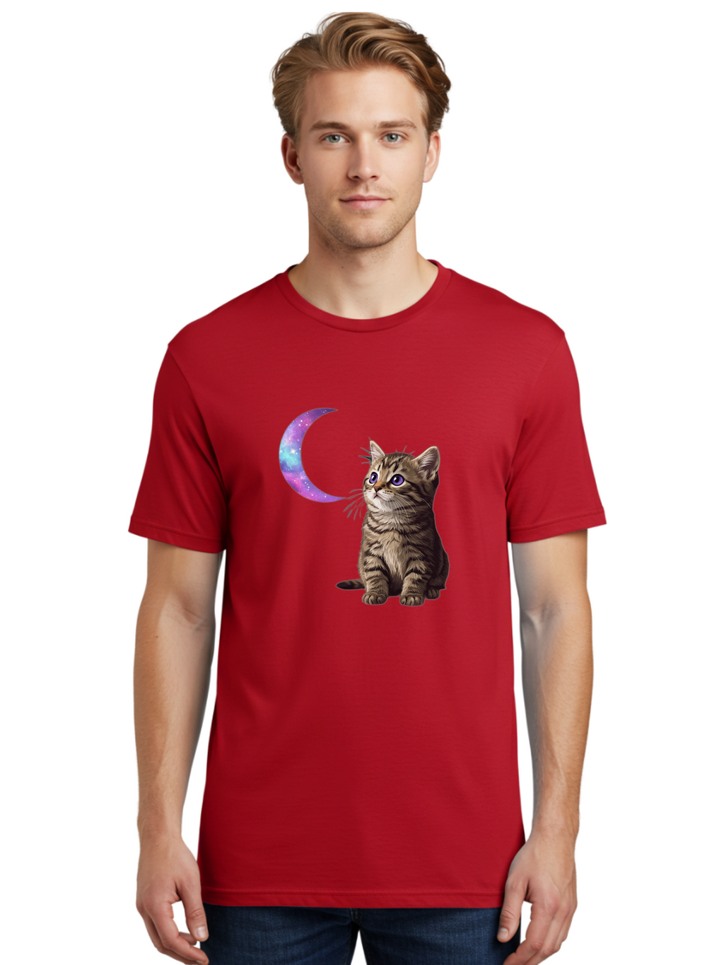 Cat-And-Crescent-Moon-3 Men'S Graphic Tee, 100% Cotton, Comfortable Casual Summer Wear, Machine Washable, Vintage Camera, Old Camera, Antique Camera, Black Camera, Classic Photography, Photography Equipment, Nostalgic Device, Film Camera, Bai621