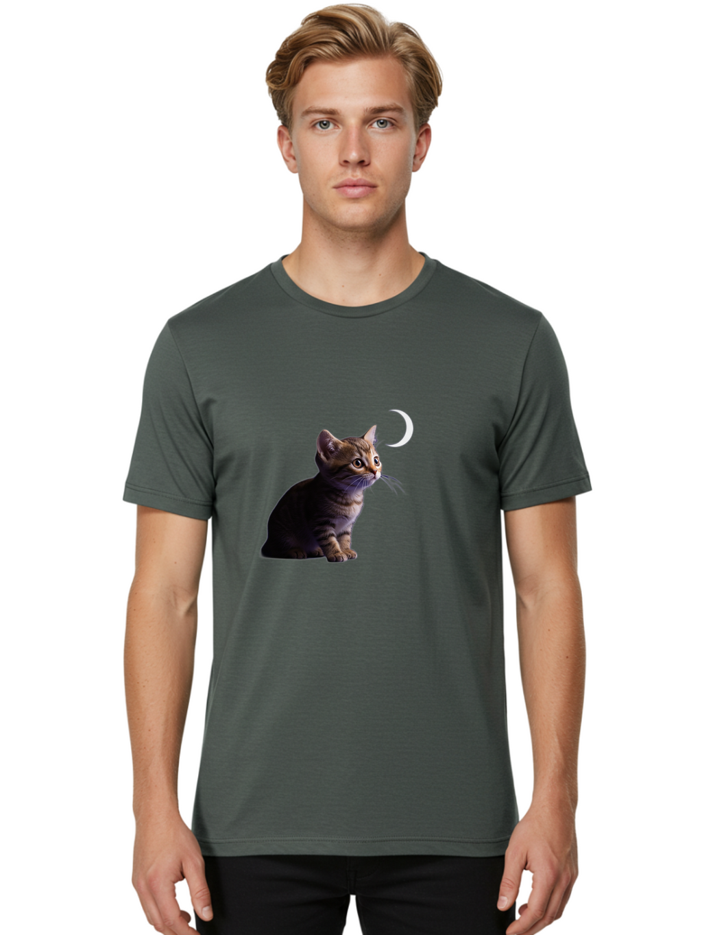 Cat-And-Crescent-Moon Men'S Graphic Tee, 100% Cotton, Comfortable Casual Summer Wear, Machine Washable, Vintage Camera, Old Camera, Antique Camera, Black Camera, Classic Photography, Photography Equipment, Nostalgic Device, Film Camera, Bai622