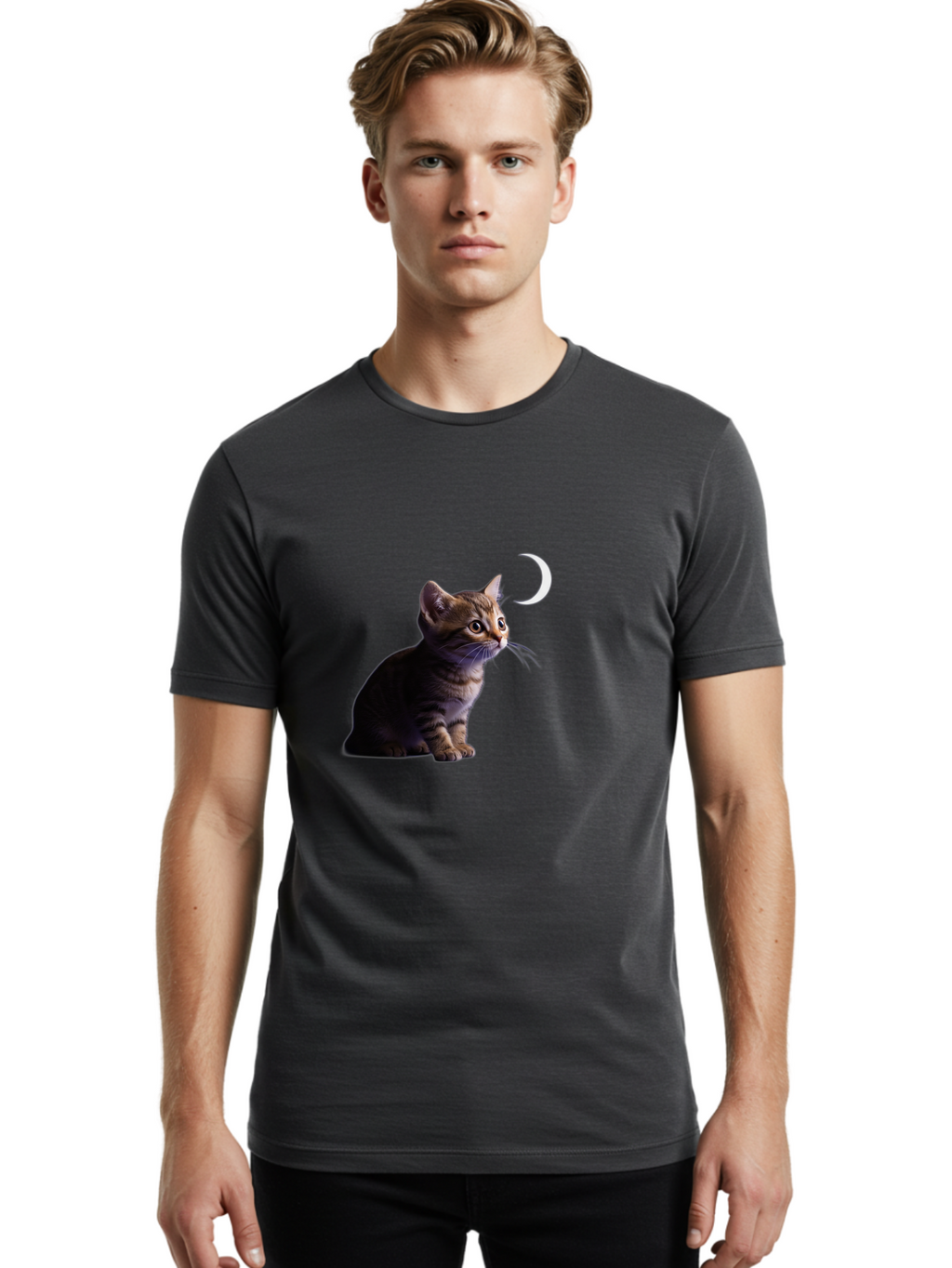 Cat-And-Crescent-Moon Men'S Graphic Tee, 100% Cotton, Comfortable Casual Summer Wear, Machine Washable, Vintage Camera, Old Camera, Antique Camera, Black Camera, Classic Photography, Photography Equipment, Nostalgic Device, Film Camera, Bai622