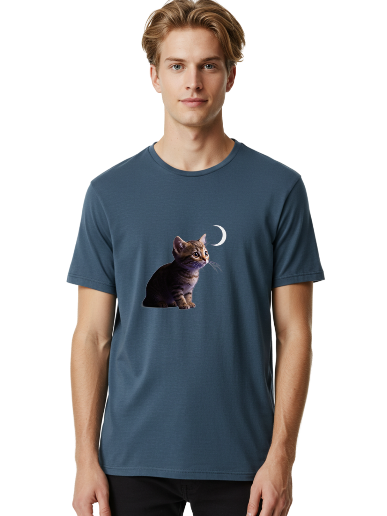 Cat-And-Crescent-Moon Men'S Graphic Tee, 100% Cotton, Comfortable Casual Summer Wear, Machine Washable, Vintage Camera, Old Camera, Antique Camera, Black Camera, Classic Photography, Photography Equipment, Nostalgic Device, Film Camera, Bai622