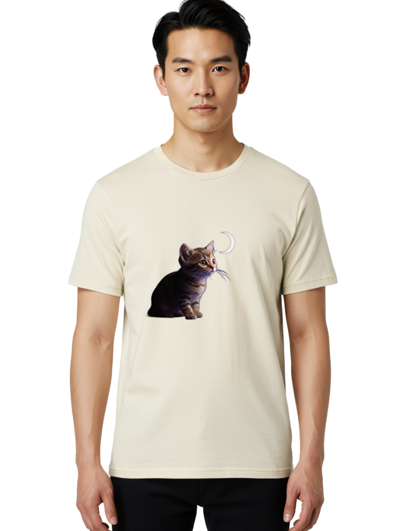 Cat-And-Crescent-Moon Men'S Graphic Tee, 100% Cotton, Comfortable Casual Summer Wear, Machine Washable, Vintage Camera, Old Camera, Antique Camera, Black Camera, Classic Photography, Photography Equipment, Nostalgic Device, Film Camera, Bai622