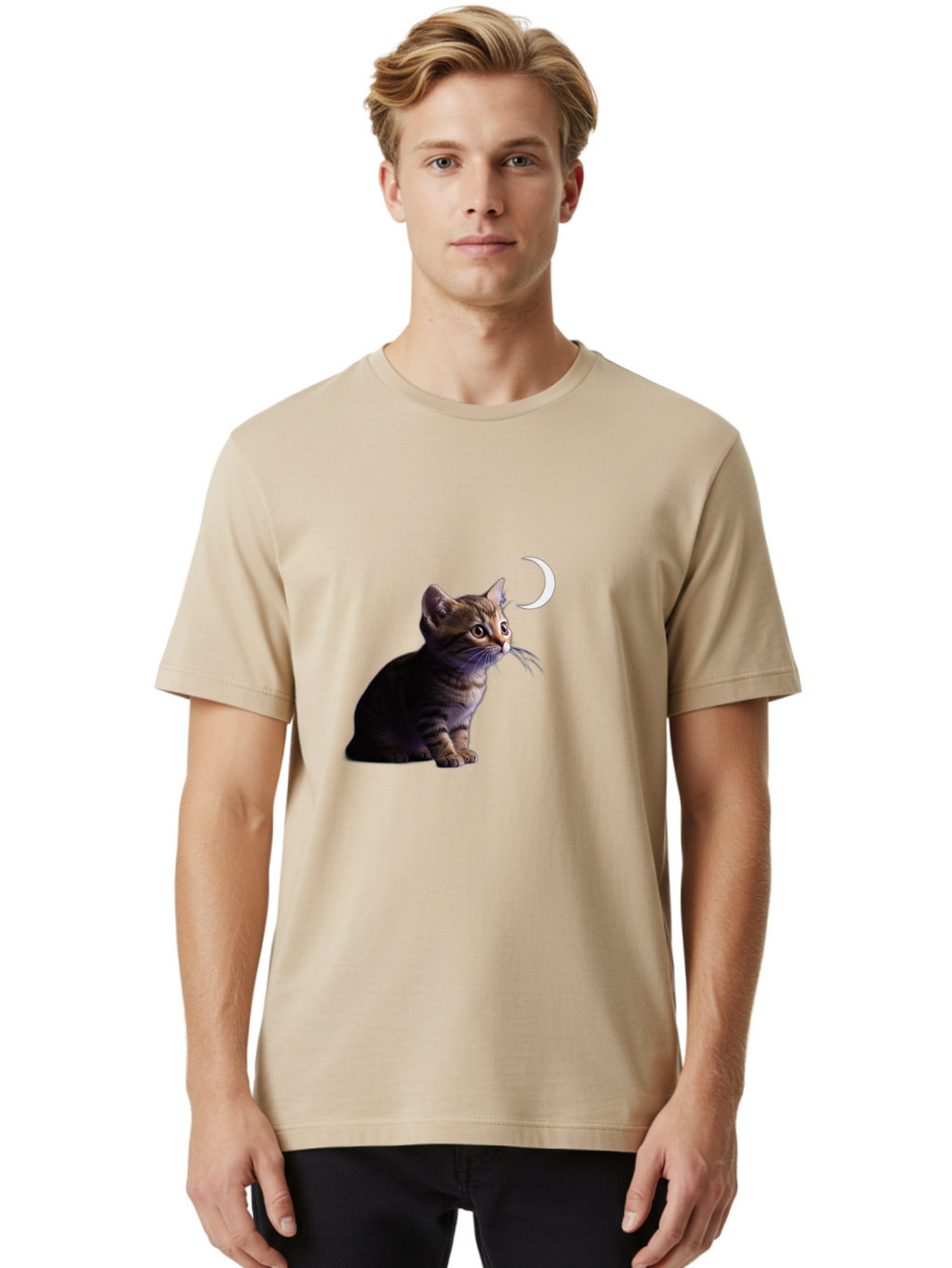Cat-And-Crescent-Moon Men'S Graphic Tee, 100% Cotton, Comfortable Casual Summer Wear, Machine Washable, Vintage Camera, Old Camera, Antique Camera, Black Camera, Classic Photography, Photography Equipment, Nostalgic Device, Film Camera, Bai622