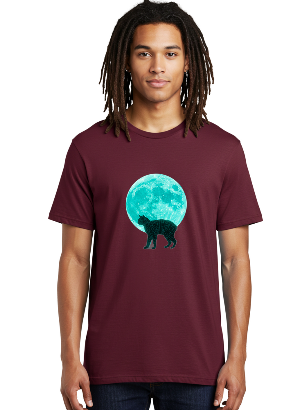 Cat-And-Moon-2 Men'S Graphic Tee, 100% Cotton, Comfortable Casual Summer Wear, Machine Washable, Vintage Camera, Old Camera, Antique Camera, Black Camera, Classic Photography, Photography Equipment, Nostalgic Device, Film Camera, Camera Art Bai624
