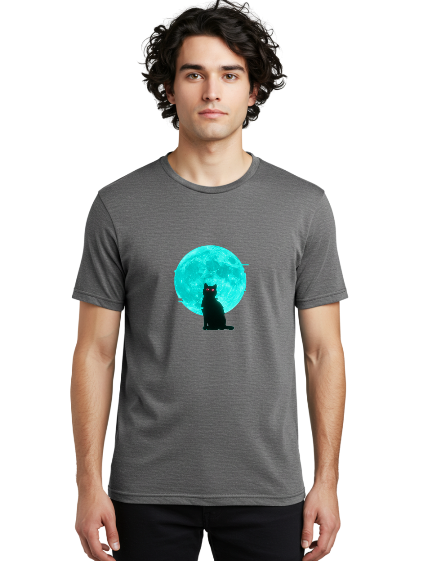 Cat-And-Moon-3 Men'S Graphic Tee, 100% Cotton, Comfortable Casual Summer Wear, Machine Washable, Vintage Camera, Old Camera, Antique Camera, Black Camera, Classic Photography, Photography Equipment, Nostalgic Device, Film Camera, Camera Art Bai625