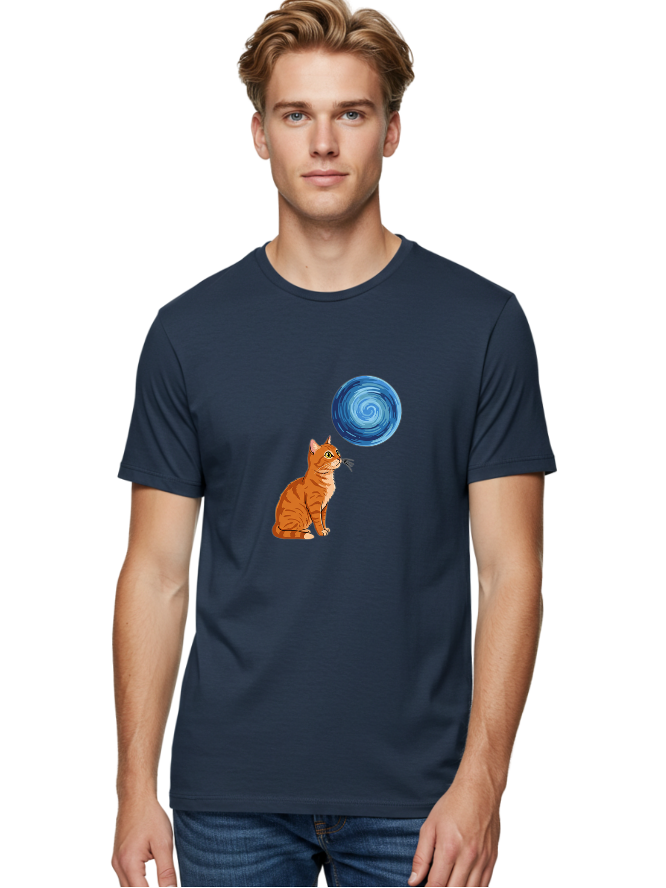 Cat-And-Swirl Men'S Graphic Tee, 100% Cotton, Comfortable Casual Summer Wear, Machine Washable, Vintage Camera, Old Camera, Antique Camera, Black Camera, Classic Photography, Photography Equipment, Nostalgic Device, Film Camera, Camera Art Bai627