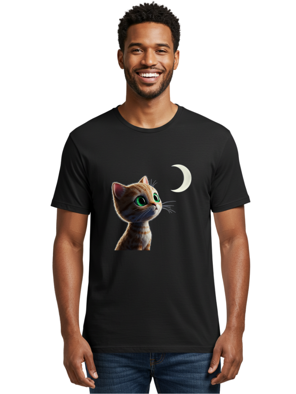 Cat-Gazing-At-Crescent-Moon Men'S Graphic Tee, 100% Cotton, Comfortable Casual Summer Wear, Machine Washable, Vintage Camera, Old Camera, Antique Camera, Black Camera, Classic Photography, Photography Equipment, Nostalgic Device, Film Camera, Bai628