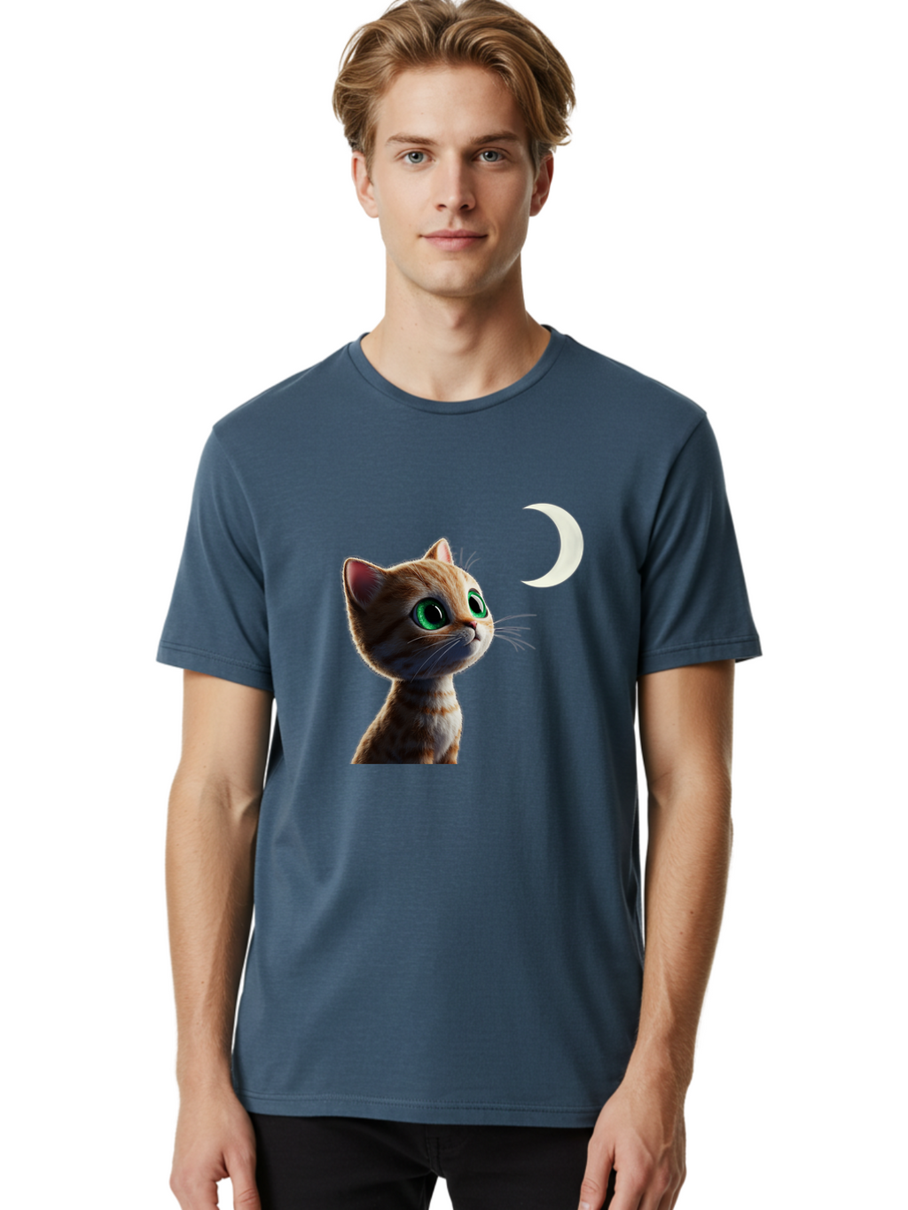 Cat-Gazing-At-Crescent-Moon Men'S Graphic Tee, 100% Cotton, Comfortable Casual Summer Wear, Machine Washable, Vintage Camera, Old Camera, Antique Camera, Black Camera, Classic Photography, Photography Equipment, Nostalgic Device, Film Camera, Bai628