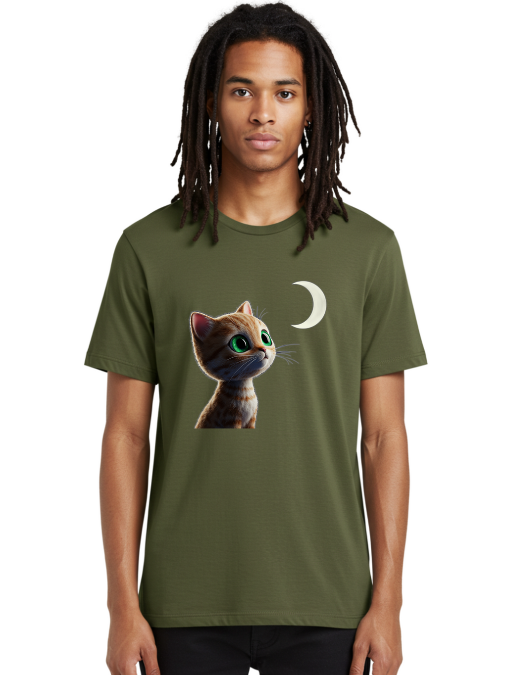 Cat-Gazing-At-Crescent-Moon Men'S Graphic Tee, 100% Cotton, Comfortable Casual Summer Wear, Machine Washable, Vintage Camera, Old Camera, Antique Camera, Black Camera, Classic Photography, Photography Equipment, Nostalgic Device, Film Camera, Bai628