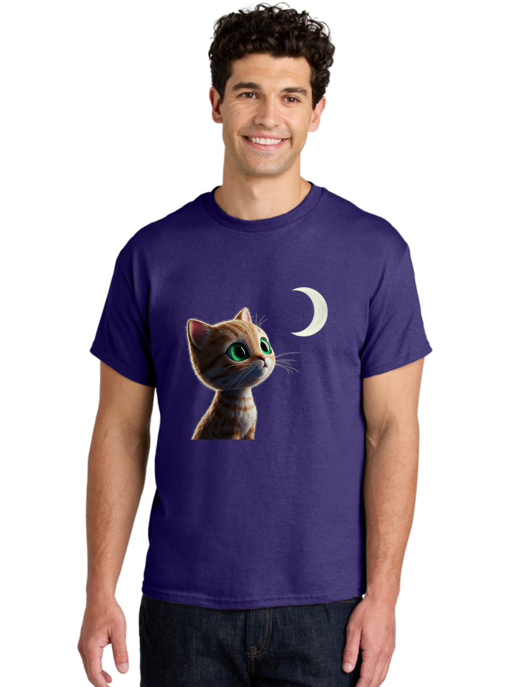 Cat-Gazing-At-Crescent-Moon Men'S Graphic Tee, 100% Cotton, Comfortable Casual Summer Wear, Machine Washable, Vintage Camera, Old Camera, Antique Camera, Black Camera, Classic Photography, Photography Equipment, Nostalgic Device, Film Camera, Bai628