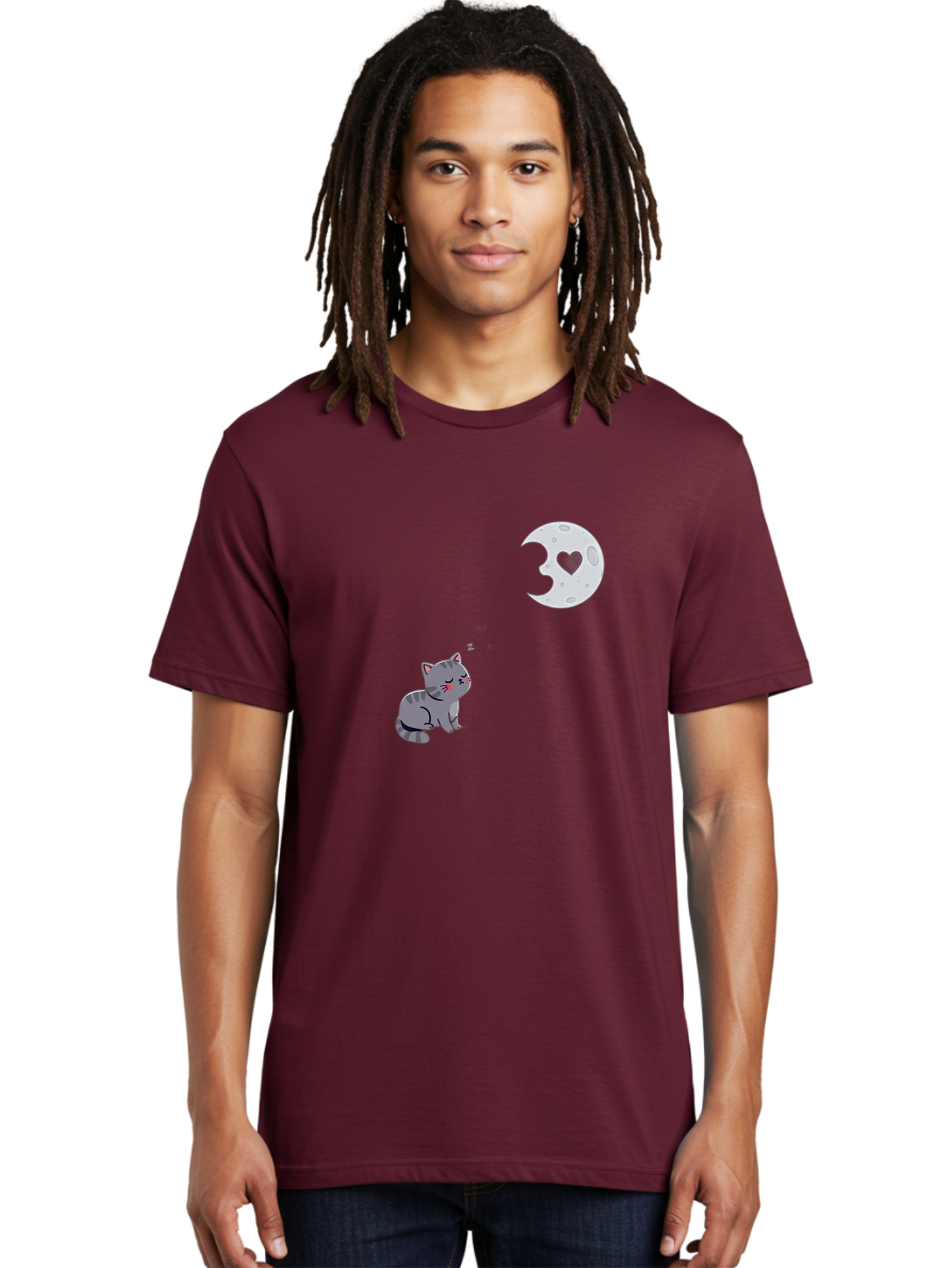 Cat-Gazing-At-Heart-Moon Men'S Graphic Tee, 100% Cotton, Comfortable Casual Summer Wear, Machine Washable, Vintage Camera, Old Camera, Antique Camera, Black Camera, Classic Photography, Photography Equipment, Nostalgic Device, Film Camera, Bai629