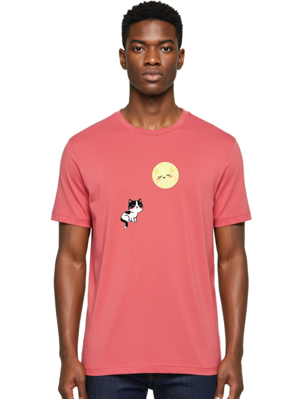 Cat-Gazing-At-Moon Men'S Graphic Tee, 100% Cotton, Comfortable Casual Summer Wear, Machine Washable, Vintage Camera, Old Camera, Antique Camera, Black Camera, Classic Photography, Photography Equipment, Nostalgic Device, Film Camera, Bai630