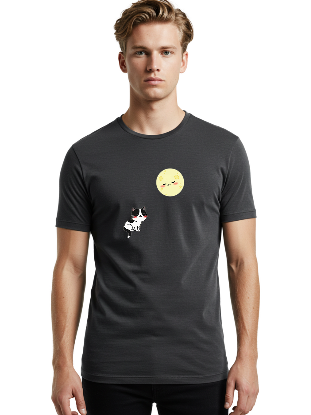 Cat-Gazing-At-Moon Men'S Graphic Tee, 100% Cotton, Comfortable Casual Summer Wear, Machine Washable, Vintage Camera, Old Camera, Antique Camera, Black Camera, Classic Photography, Photography Equipment, Nostalgic Device, Film Camera, Bai630