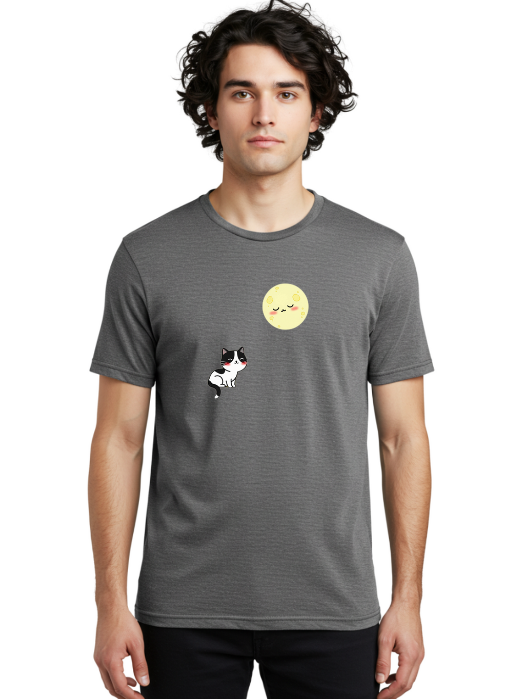 Cat-Gazing-At-Moon Men'S Graphic Tee, 100% Cotton, Comfortable Casual Summer Wear, Machine Washable, Vintage Camera, Old Camera, Antique Camera, Black Camera, Classic Photography, Photography Equipment, Nostalgic Device, Film Camera, Bai630