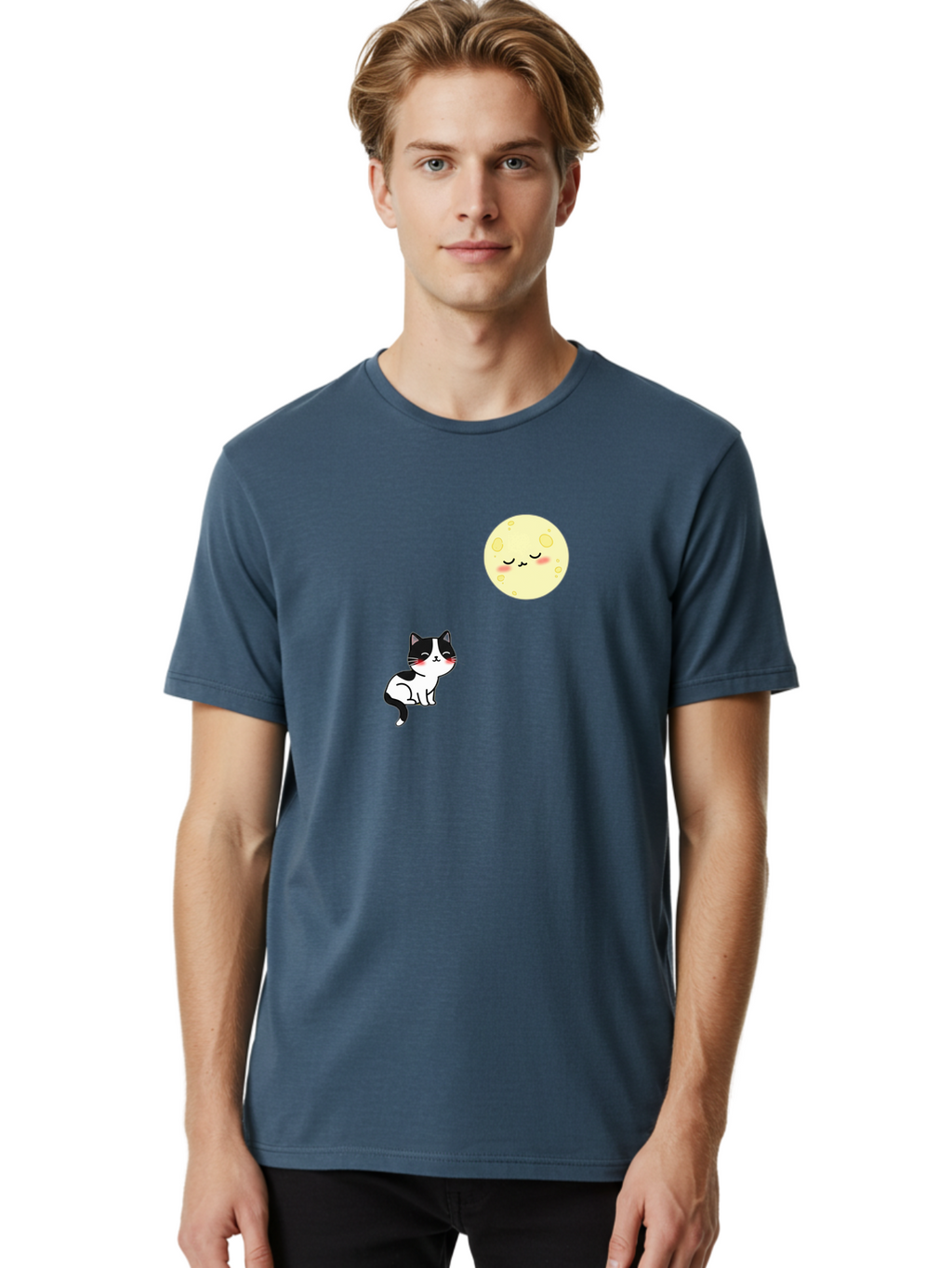 Cat-Gazing-At-Moon Men'S Graphic Tee, 100% Cotton, Comfortable Casual Summer Wear, Machine Washable, Vintage Camera, Old Camera, Antique Camera, Black Camera, Classic Photography, Photography Equipment, Nostalgic Device, Film Camera, Bai630