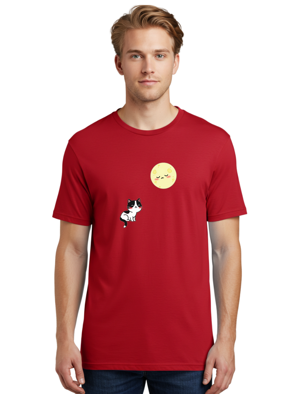 Cat-Gazing-At-Moon Men'S Graphic Tee, 100% Cotton, Comfortable Casual Summer Wear, Machine Washable, Vintage Camera, Old Camera, Antique Camera, Black Camera, Classic Photography, Photography Equipment, Nostalgic Device, Film Camera, Bai630