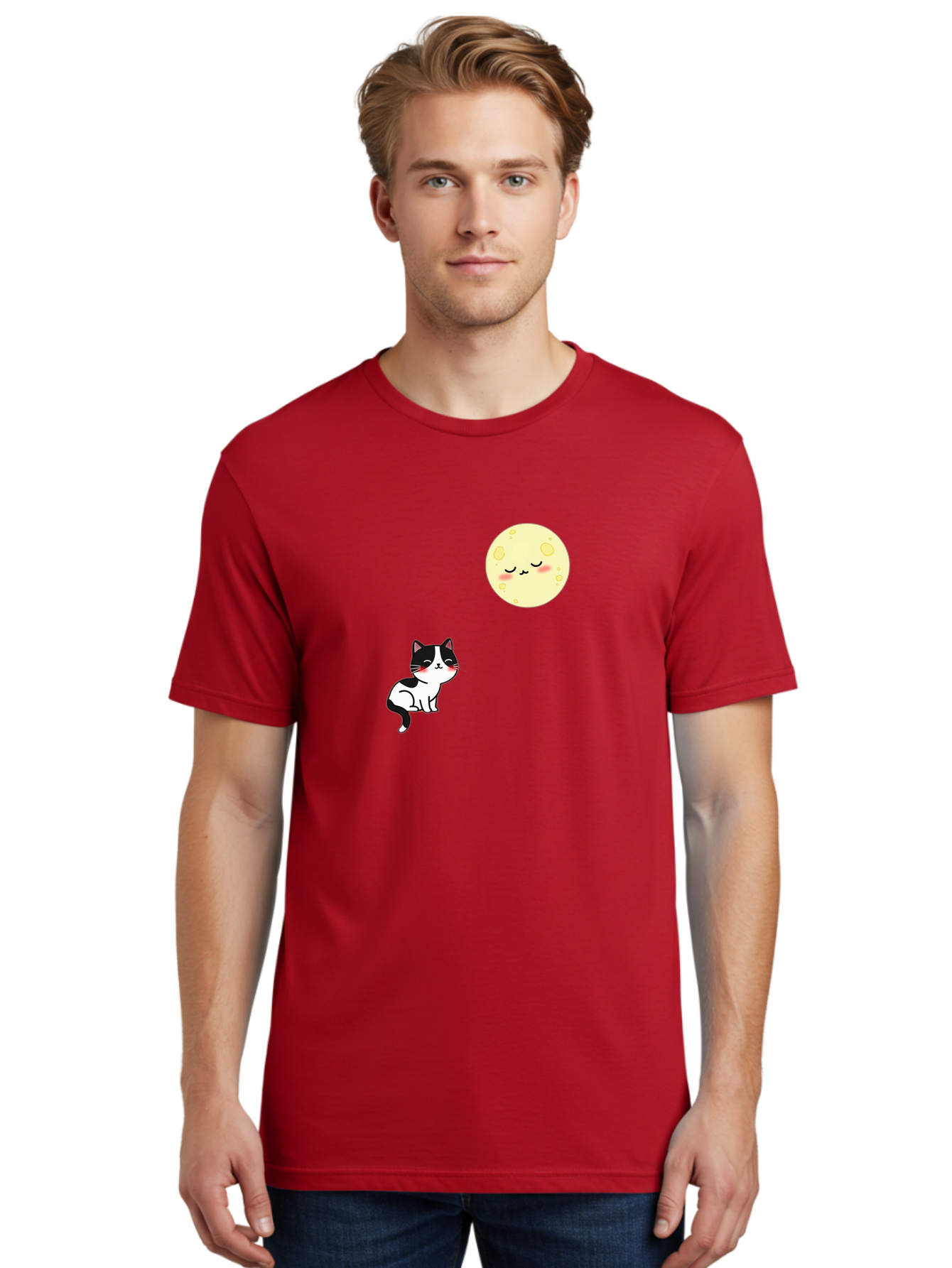 Cat-Gazing-At-Moon Men'S Graphic Tee, 100% Cotton, Comfortable Casual Summer Wear, Machine Washable, Vintage Camera, Old Camera, Antique Camera, Black Camera, Classic Photography, Photography Equipment, Nostalgic Device, Film Camera, Bai630