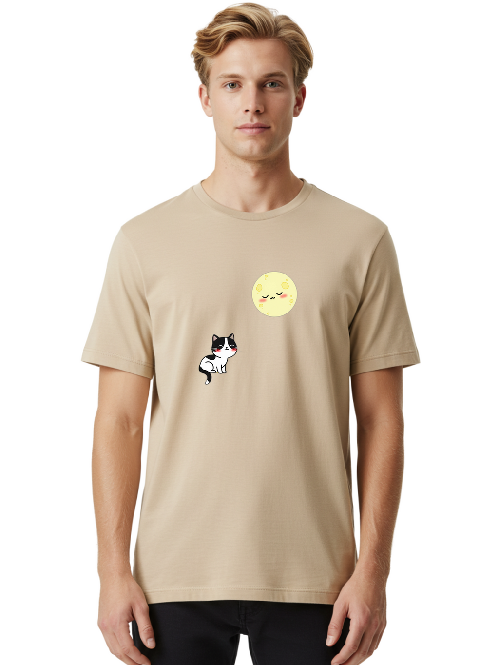 Cat-Gazing-At-Moon Men'S Graphic Tee, 100% Cotton, Comfortable Casual Summer Wear, Machine Washable, Vintage Camera, Old Camera, Antique Camera, Black Camera, Classic Photography, Photography Equipment, Nostalgic Device, Film Camera, Bai630
