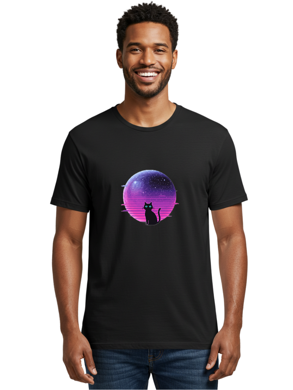Cat-In-Retro-Sunset Men'S Graphic Tee, 100% Cotton, Comfortable Casual Summer Wear, Machine Washable, Vintage Camera, Old Camera, Antique Camera, Black Camera, Classic Photography, Photography Equipment, Nostalgic Device, Film Camera, Bai631