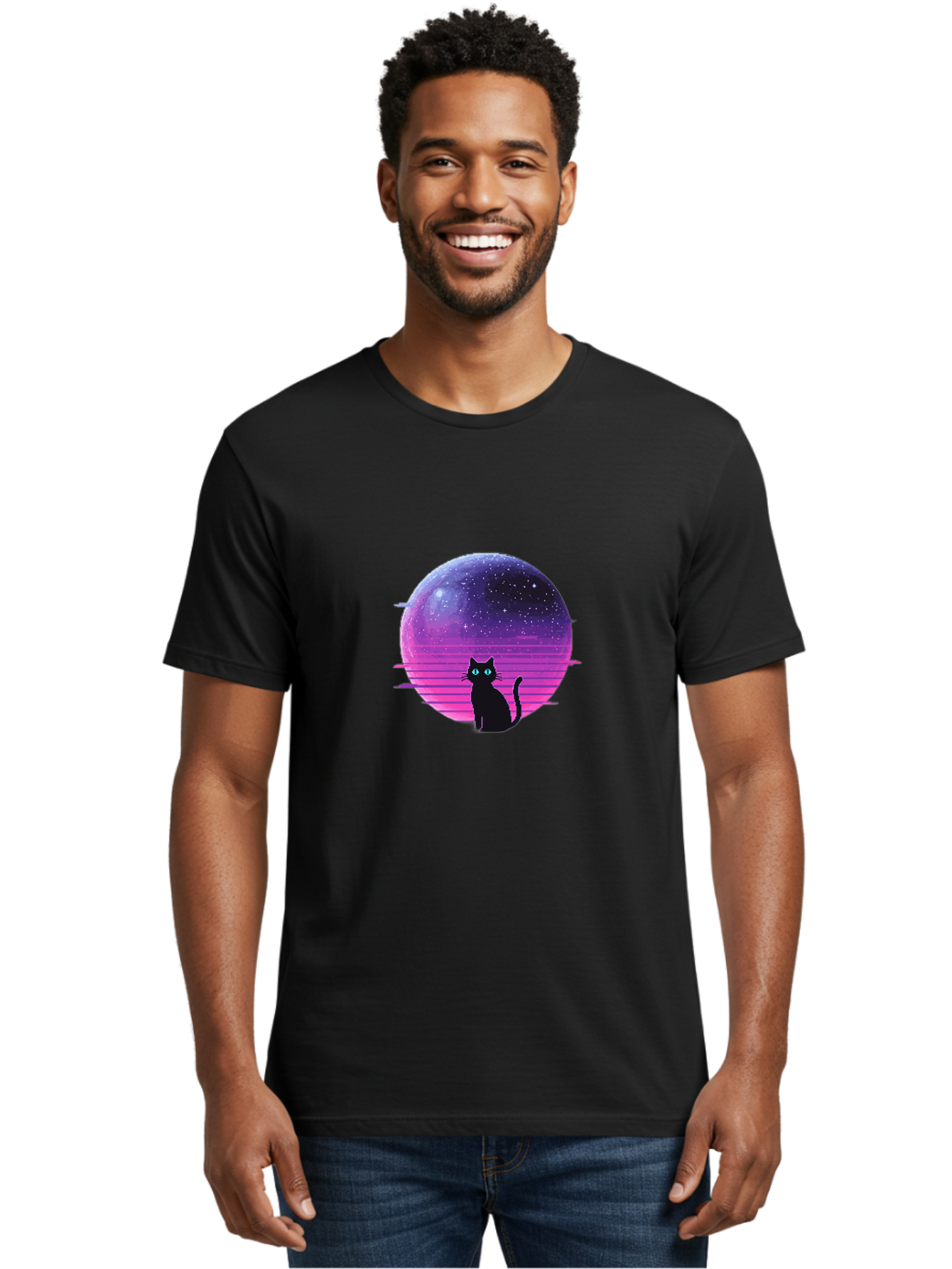 Cat-In-Retro-Sunset Men'S Graphic Tee, 100% Cotton, Comfortable Casual Summer Wear, Machine Washable, Vintage Camera, Old Camera, Antique Camera, Black Camera, Classic Photography, Photography Equipment, Nostalgic Device, Film Camera, Bai631