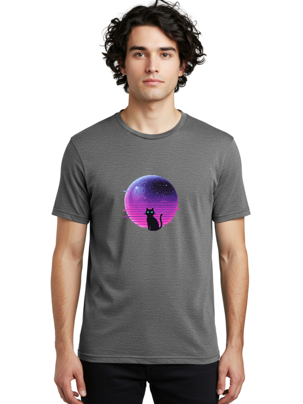 Cat-In-Retro-Sunset Men'S Graphic Tee, 100% Cotton, Comfortable Casual Summer Wear, Machine Washable, Vintage Camera, Old Camera, Antique Camera, Black Camera, Classic Photography, Photography Equipment, Nostalgic Device, Film Camera, Bai631