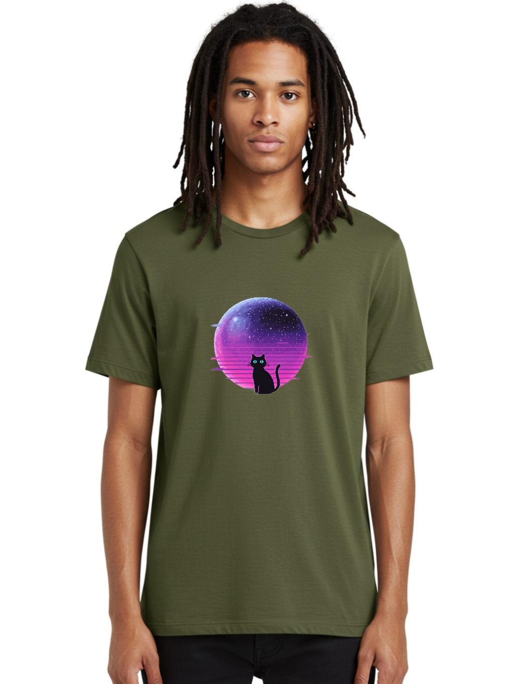 Cat-In-Retro-Sunset Men'S Graphic Tee, 100% Cotton, Comfortable Casual Summer Wear, Machine Washable, Vintage Camera, Old Camera, Antique Camera, Black Camera, Classic Photography, Photography Equipment, Nostalgic Device, Film Camera, Bai631