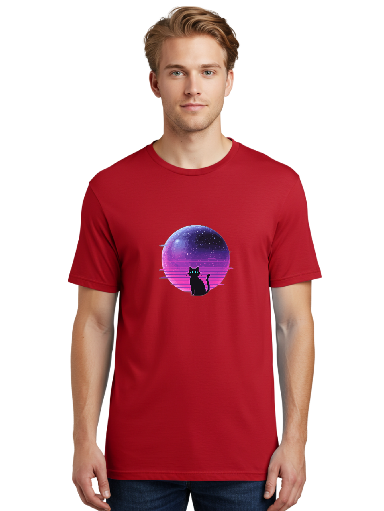 Cat-In-Retro-Sunset Men'S Graphic Tee, 100% Cotton, Comfortable Casual Summer Wear, Machine Washable, Vintage Camera, Old Camera, Antique Camera, Black Camera, Classic Photography, Photography Equipment, Nostalgic Device, Film Camera, Bai631