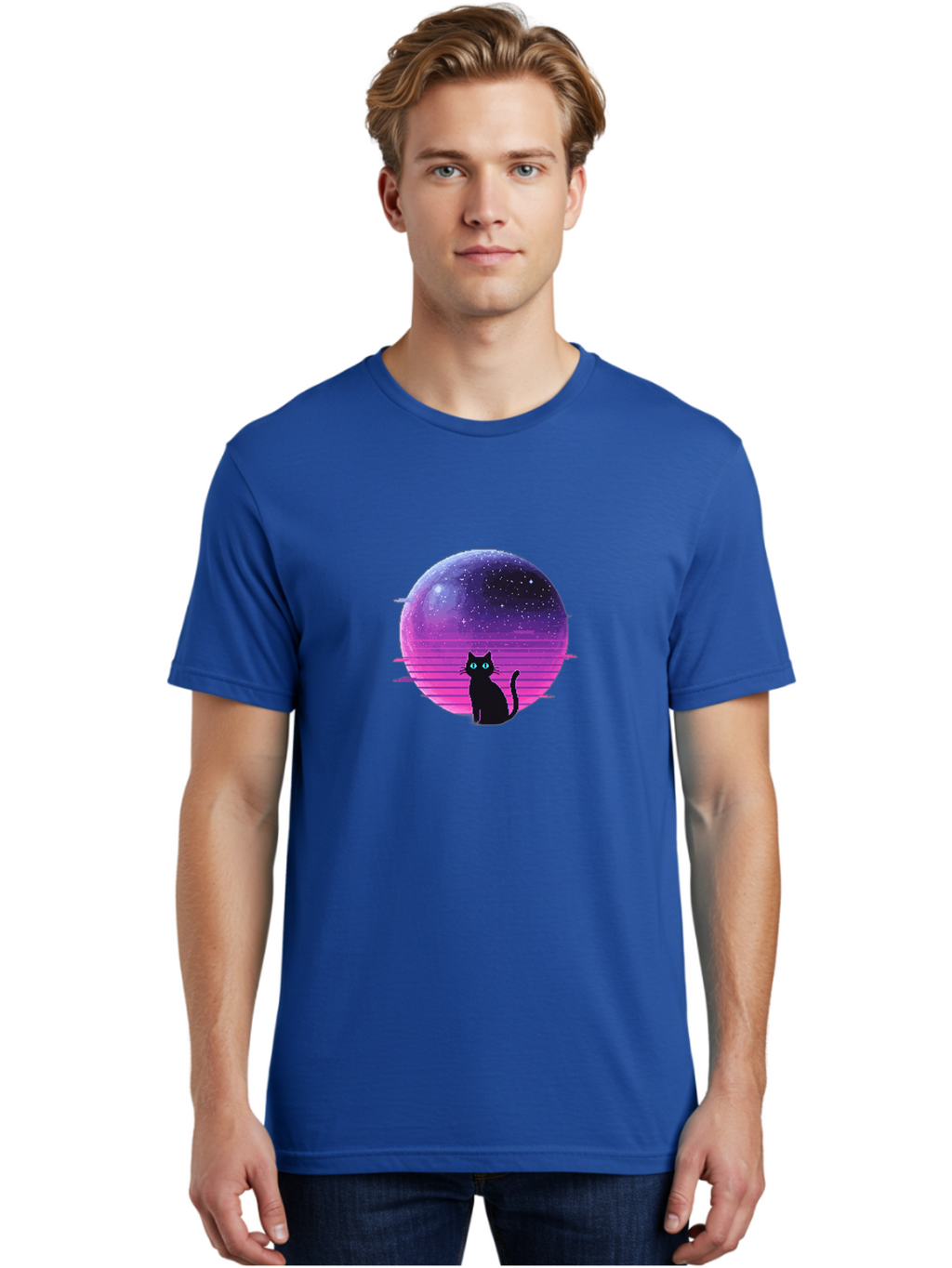 Cat-In-Retro-Sunset Men'S Graphic Tee, 100% Cotton, Comfortable Casual Summer Wear, Machine Washable, Vintage Camera, Old Camera, Antique Camera, Black Camera, Classic Photography, Photography Equipment, Nostalgic Device, Film Camera, Bai631