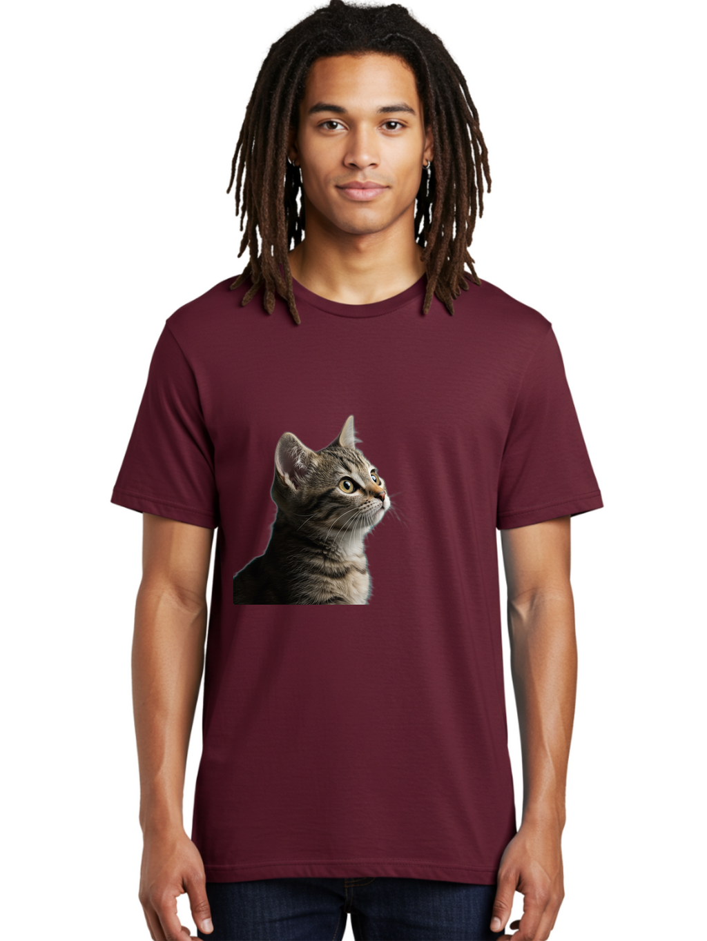 Cat-Looking-Up Men'S Graphic Tee, 100% Cotton, Comfortable Casual Summer Wear, Machine Washable, Vintage Camera, Old Camera, Antique Camera, Black Camera, Classic Photography, Photography Equipment, Nostalgic Device, Film Camera, Camera Art Bai633