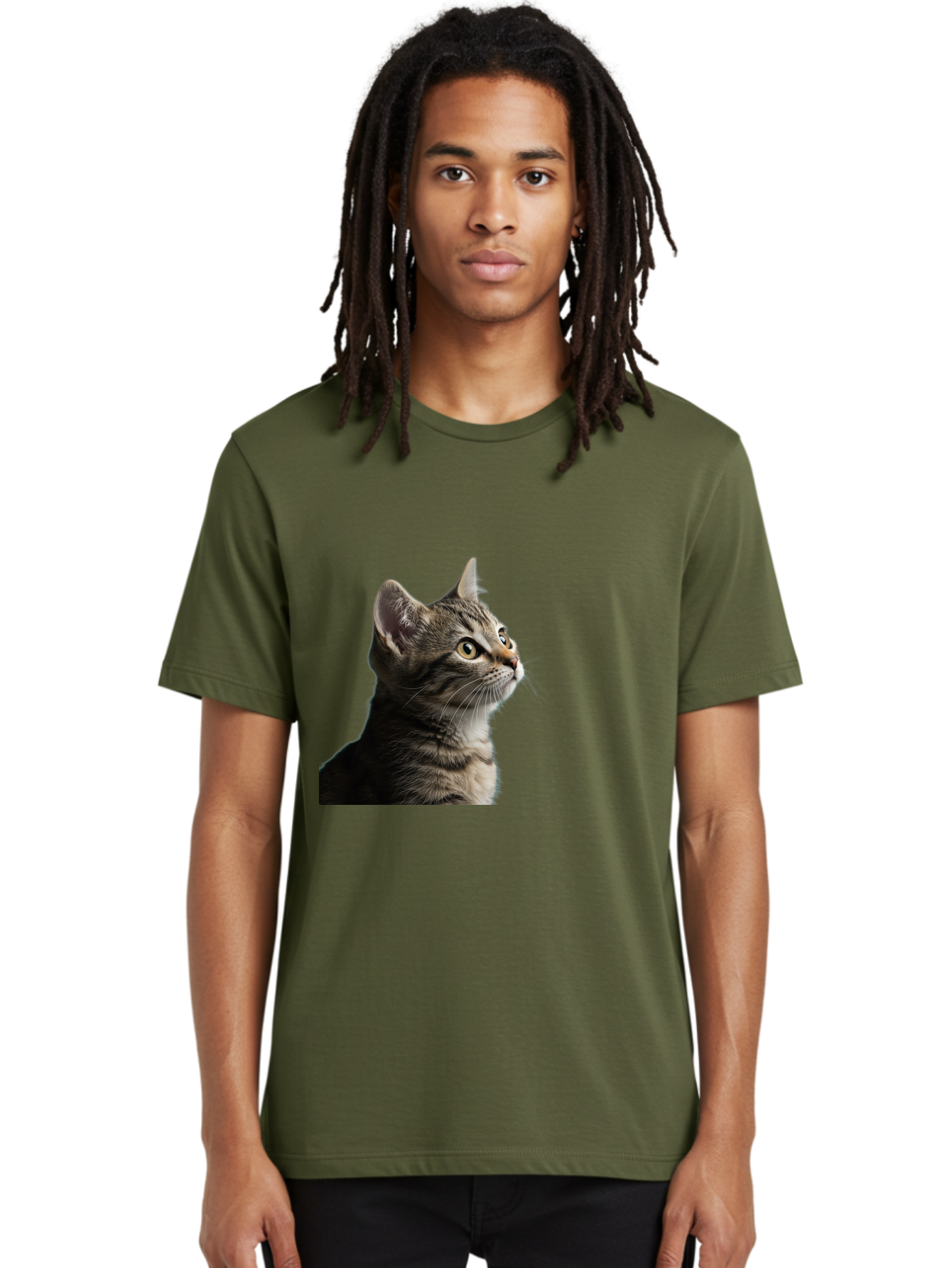 Cat-Looking-Up Men'S Graphic Tee, 100% Cotton, Comfortable Casual Summer Wear, Machine Washable, Vintage Camera, Old Camera, Antique Camera, Black Camera, Classic Photography, Photography Equipment, Nostalgic Device, Film Camera, Camera Art Bai633