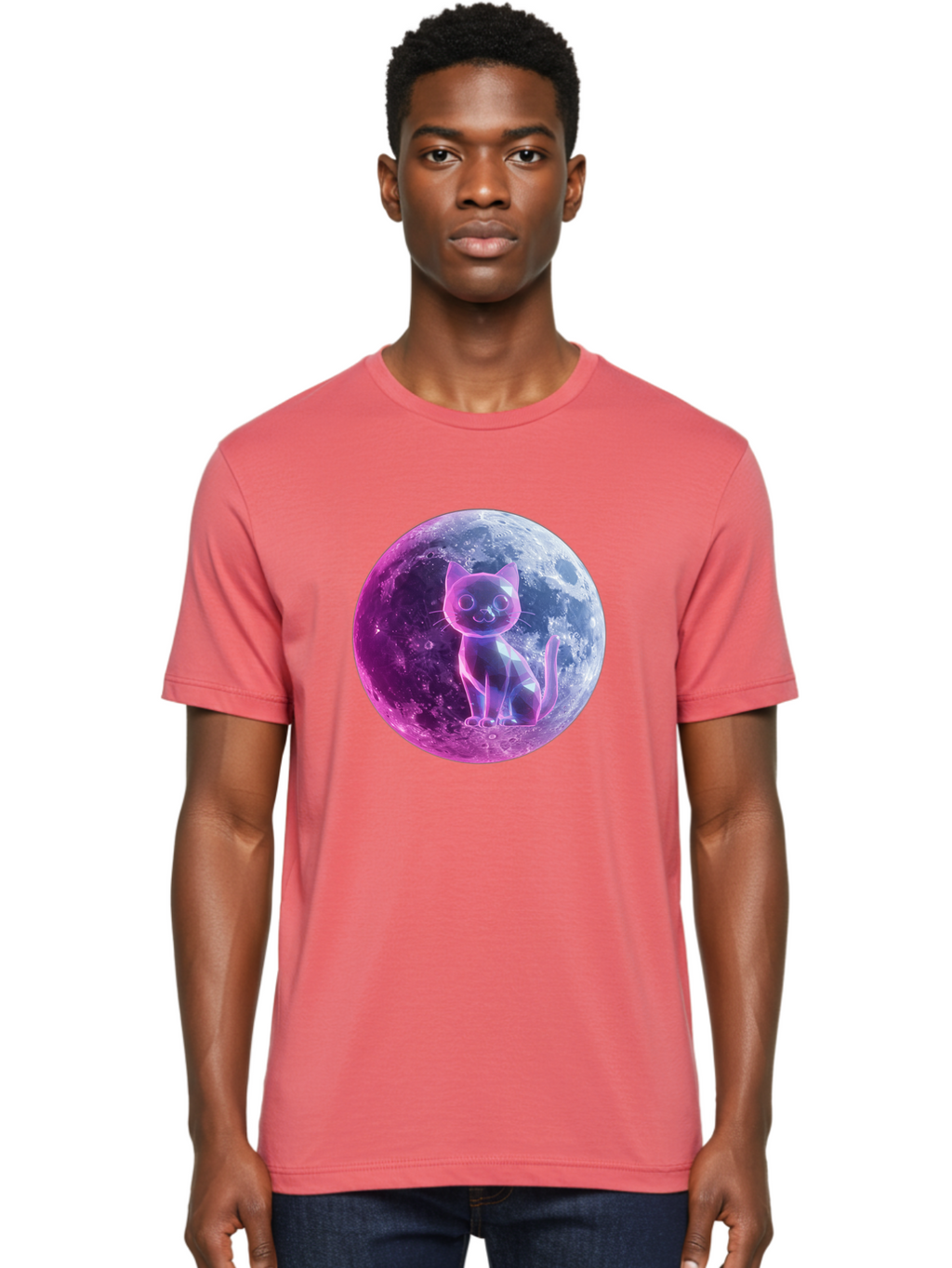 Cat-On-The-Moon-1 Men'S Graphic Tee, 100% Cotton, Comfortable Casual Summer Wear, Machine Washable, Vintage Camera, Old Camera, Antique Camera, Black Camera, Classic Photography, Photography Equipment, Nostalgic Device, Film Camera, Camera Art Bai638