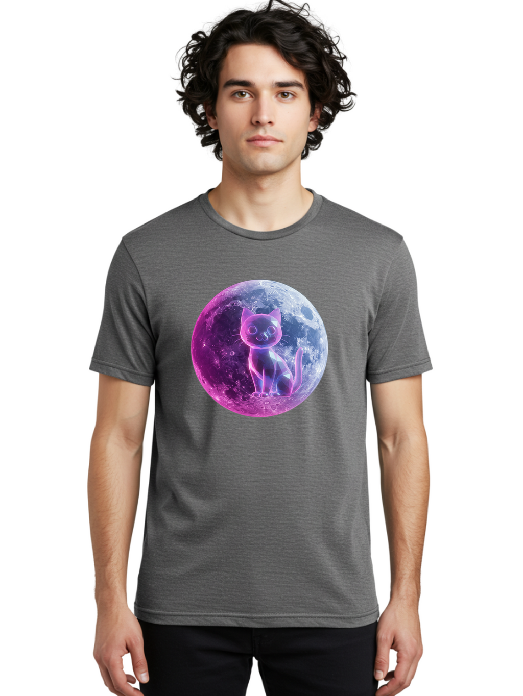 Cat-On-The-Moon-1 Men'S Graphic Tee, 100% Cotton, Comfortable Casual Summer Wear, Machine Washable, Vintage Camera, Old Camera, Antique Camera, Black Camera, Classic Photography, Photography Equipment, Nostalgic Device, Film Camera, Camera Art Bai638