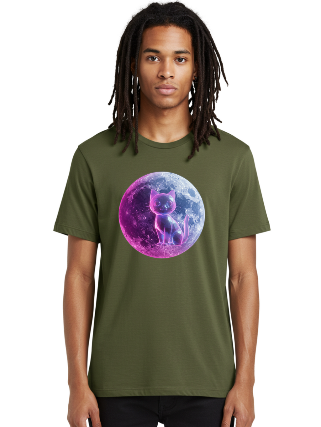 Cat-On-The-Moon-1 Men'S Graphic Tee, 100% Cotton, Comfortable Casual Summer Wear, Machine Washable, Vintage Camera, Old Camera, Antique Camera, Black Camera, Classic Photography, Photography Equipment, Nostalgic Device, Film Camera, Camera Art Bai638