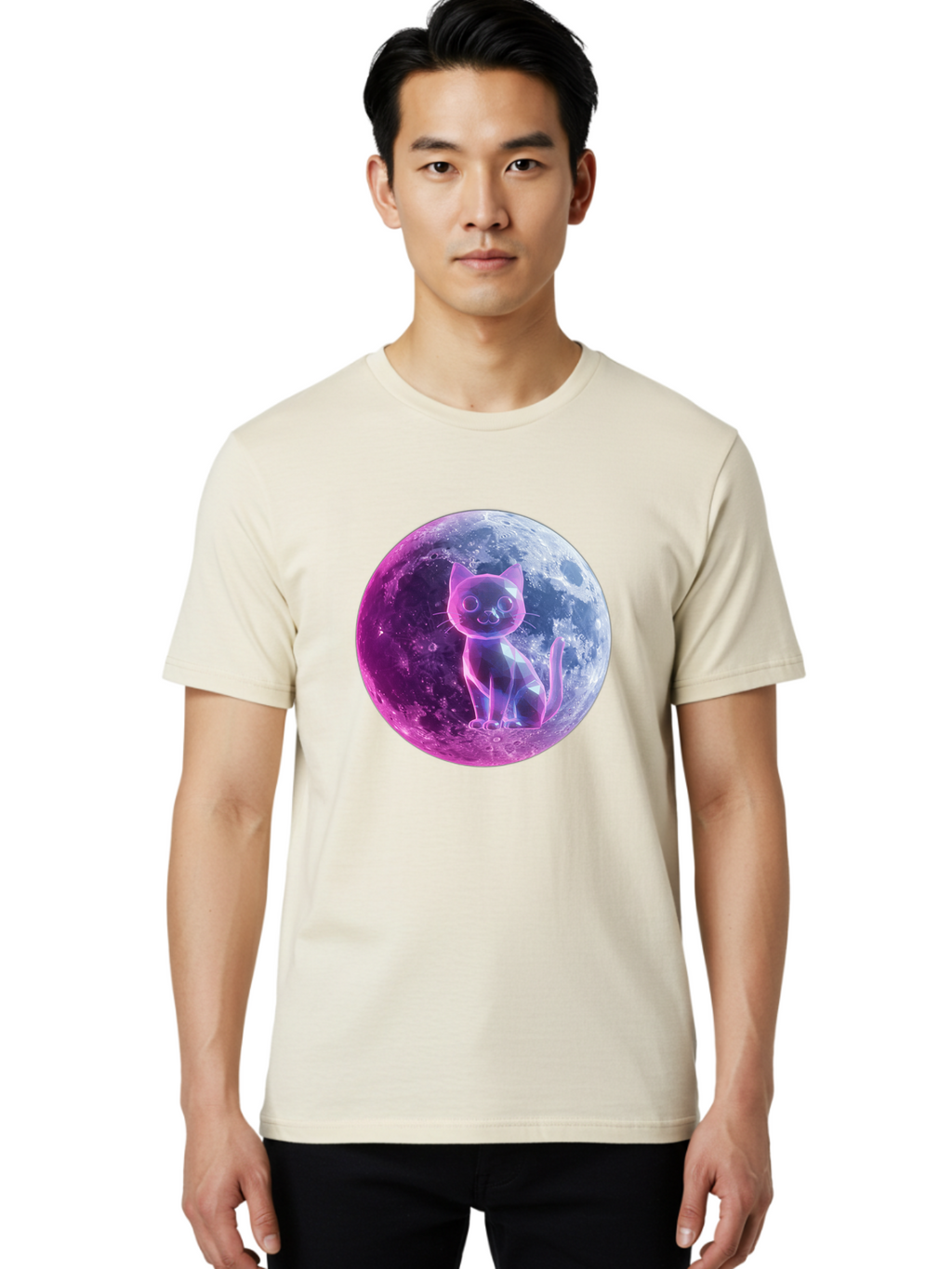 Cat-On-The-Moon-1 Men'S Graphic Tee, 100% Cotton, Comfortable Casual Summer Wear, Machine Washable, Vintage Camera, Old Camera, Antique Camera, Black Camera, Classic Photography, Photography Equipment, Nostalgic Device, Film Camera, Camera Art Bai638