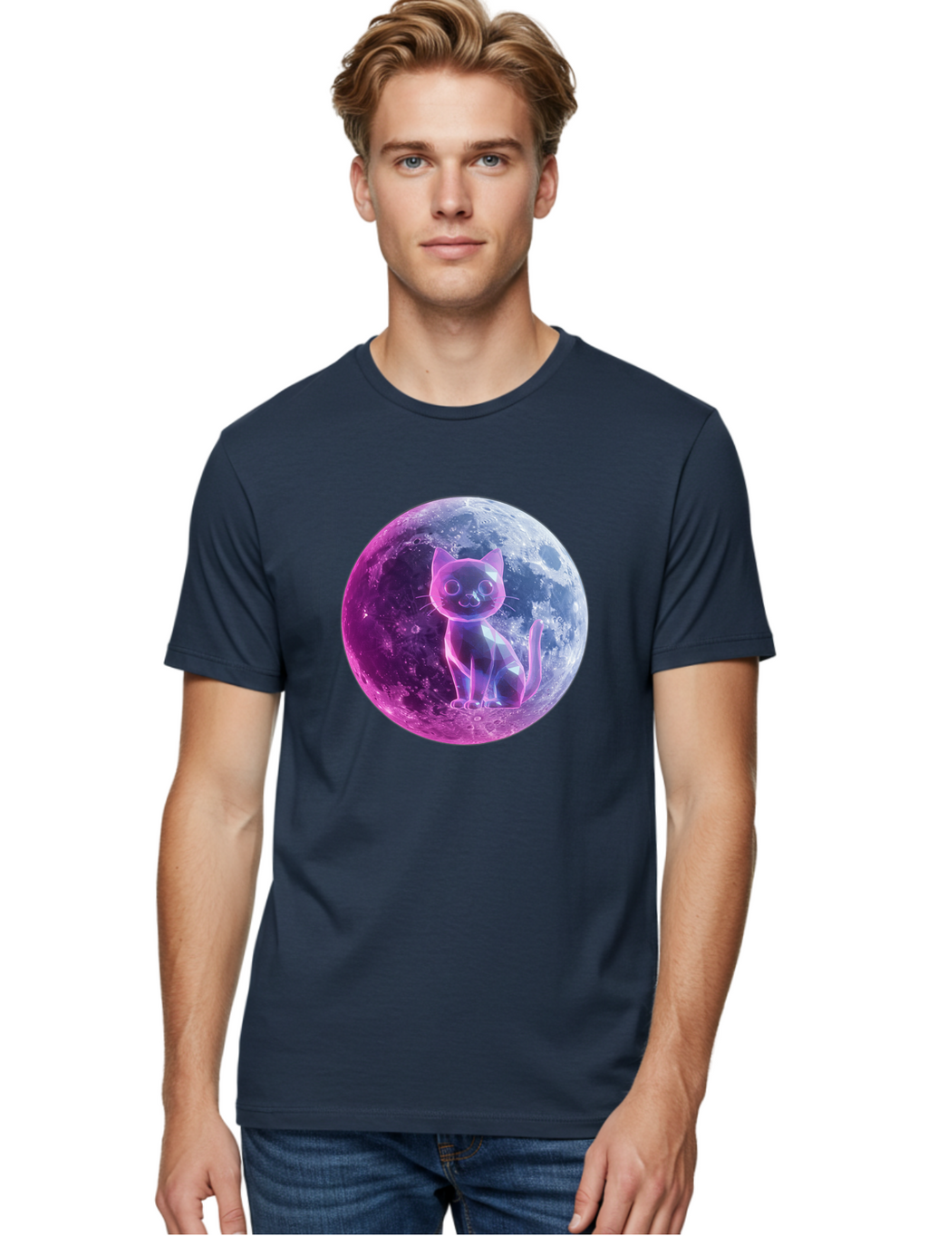 Cat-On-The-Moon-1 Men'S Graphic Tee, 100% Cotton, Comfortable Casual Summer Wear, Machine Washable, Vintage Camera, Old Camera, Antique Camera, Black Camera, Classic Photography, Photography Equipment, Nostalgic Device, Film Camera, Camera Art Bai638