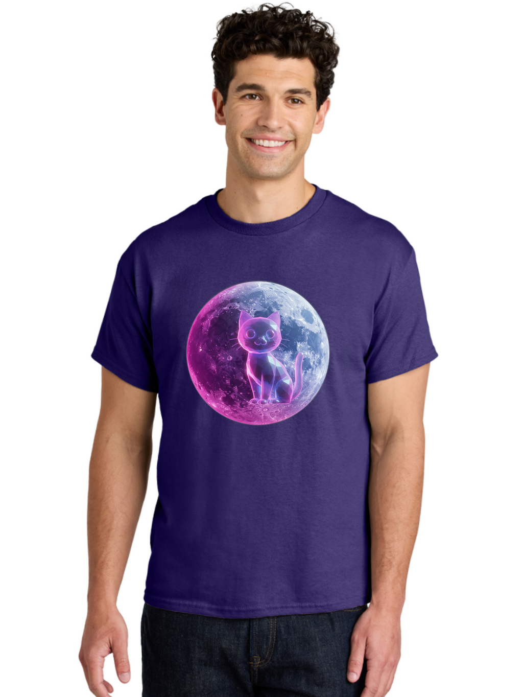 Cat-On-The-Moon-1 Men'S Graphic Tee, 100% Cotton, Comfortable Casual Summer Wear, Machine Washable, Vintage Camera, Old Camera, Antique Camera, Black Camera, Classic Photography, Photography Equipment, Nostalgic Device, Film Camera, Camera Art Bai638