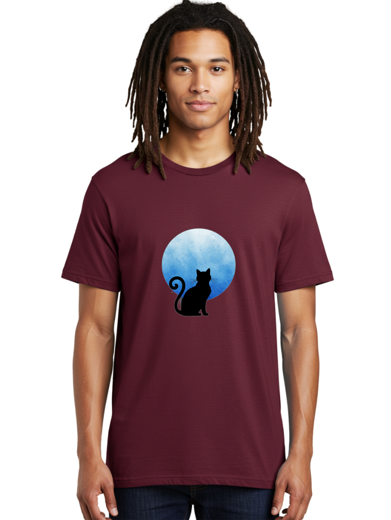 Cat-Silhouette-Moon-1 Men'S Graphic Tee, 100% Cotton, Comfortable Casual Summer Wear, Machine Washable, Vintage Camera, Old Camera, Antique Camera, Black Camera, Classic Photography, Photography Equipment, Nostalgic Device, Film Camera, Bai641
