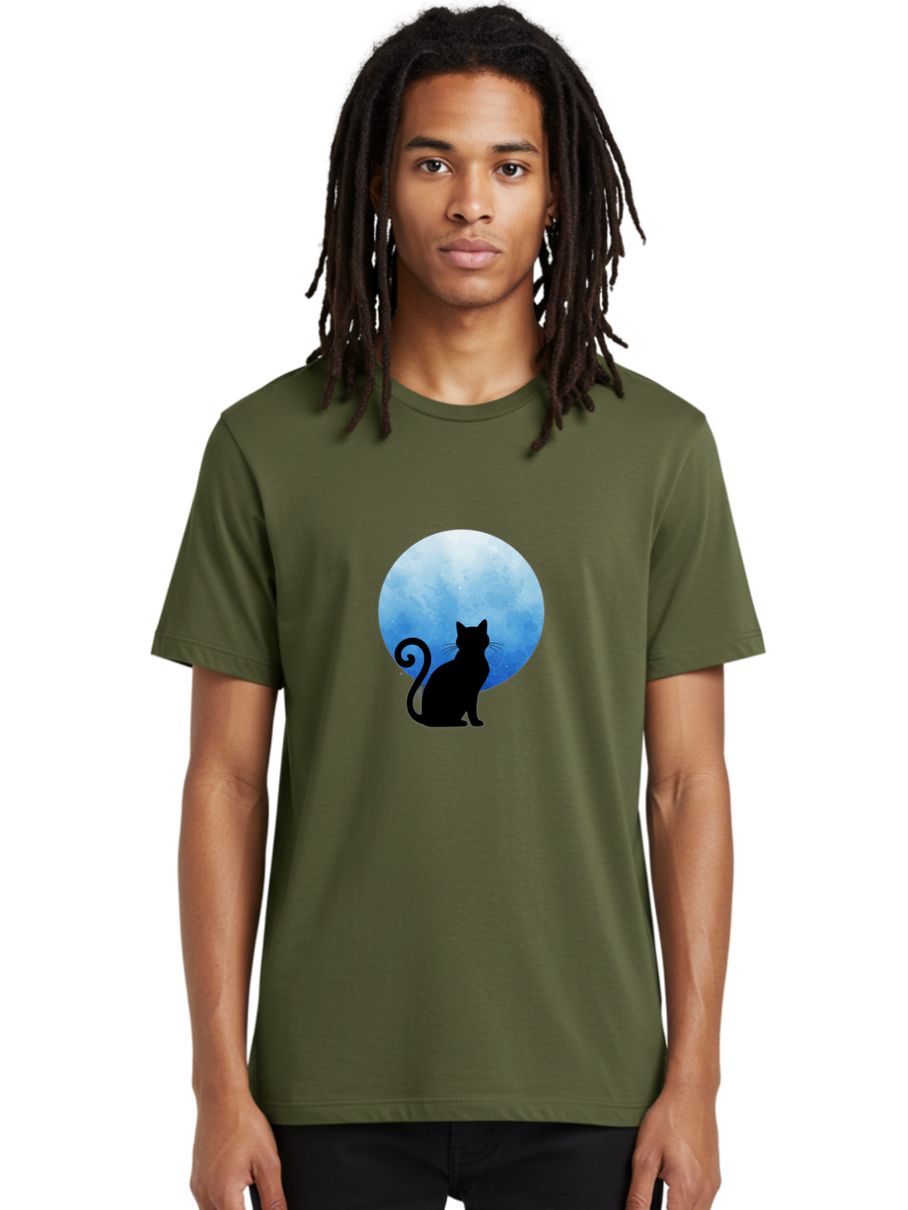 Cat-Silhouette-Moon-1 Men'S Graphic Tee, 100% Cotton, Comfortable Casual Summer Wear, Machine Washable, Vintage Camera, Old Camera, Antique Camera, Black Camera, Classic Photography, Photography Equipment, Nostalgic Device, Film Camera, Bai641