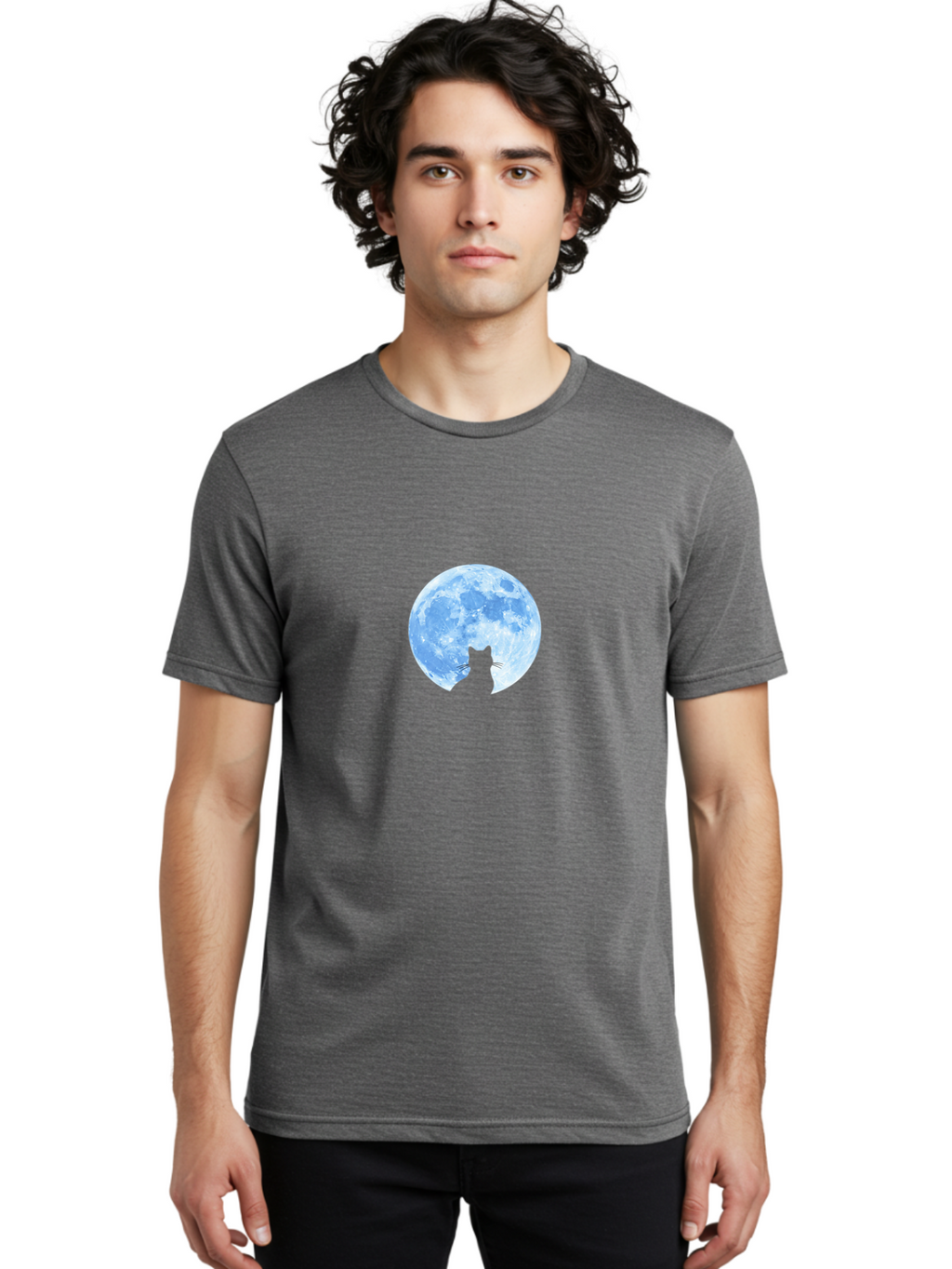 Cat-Silhouette-Moon-2 Men'S Graphic Tee, 100% Cotton, Comfortable Casual Summer Wear, Machine Washable, Vintage Camera, Old Camera, Antique Camera, Black Camera, Classic Photography, Photography Equipment, Nostalgic Device, Film Camera, Bai642