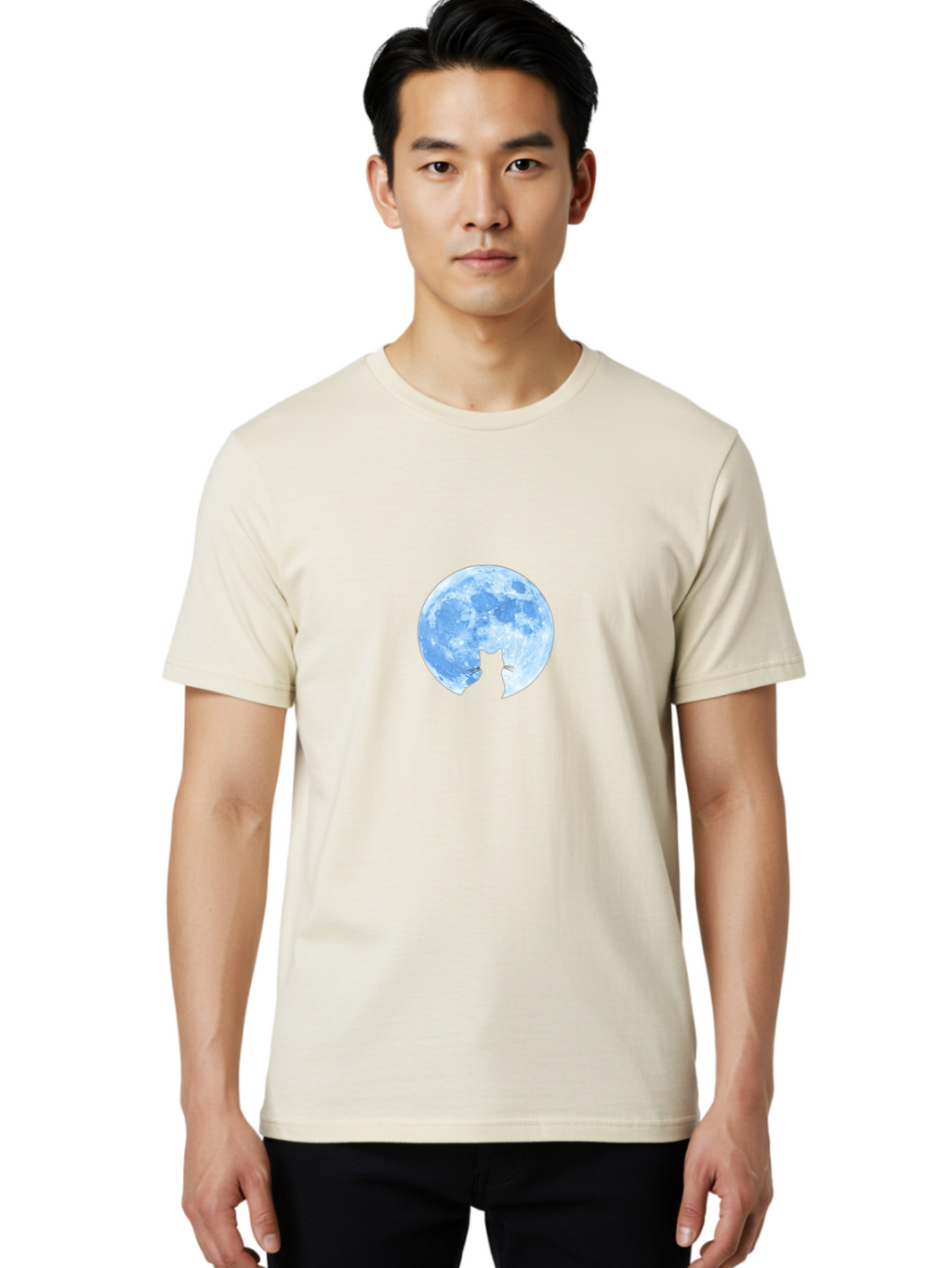 Cat-Silhouette-Moon-2 Men'S Graphic Tee, 100% Cotton, Comfortable Casual Summer Wear, Machine Washable, Vintage Camera, Old Camera, Antique Camera, Black Camera, Classic Photography, Photography Equipment, Nostalgic Device, Film Camera, Bai642