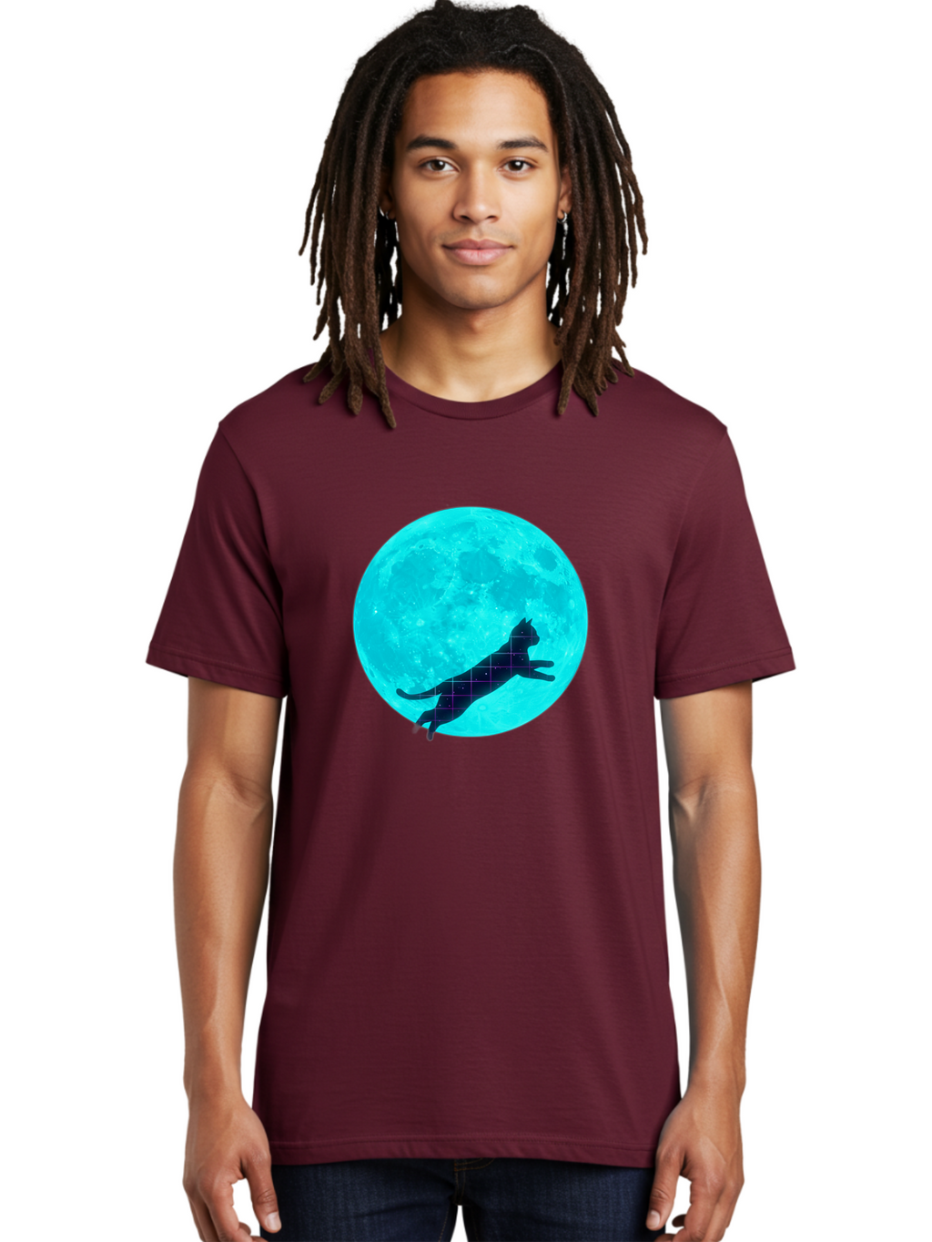 Cat-Silhouette-On-Moon Men'S Graphic Tee, 100% Cotton, Comfortable Casual Summer Wear, Machine Washable, Vintage Camera, Old Camera, Antique Camera, Black Camera, Classic Photography, Photography Equipment, Nostalgic Device, Film Camera, Bai644