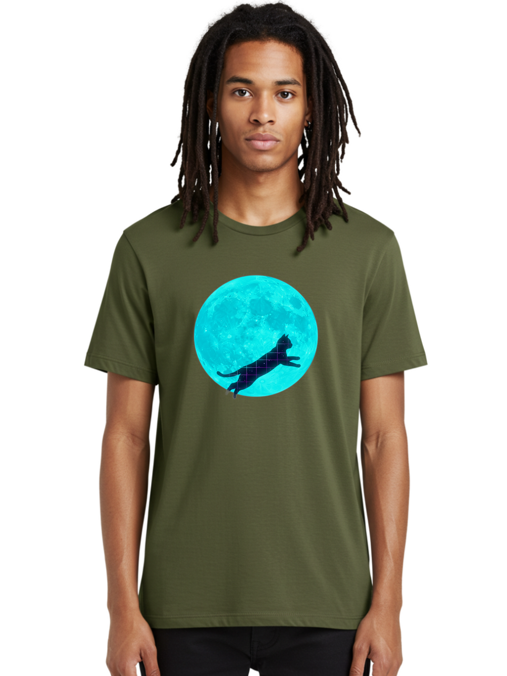 Cat-Silhouette-On-Moon Men'S Graphic Tee, 100% Cotton, Comfortable Casual Summer Wear, Machine Washable, Vintage Camera, Old Camera, Antique Camera, Black Camera, Classic Photography, Photography Equipment, Nostalgic Device, Film Camera, Bai644