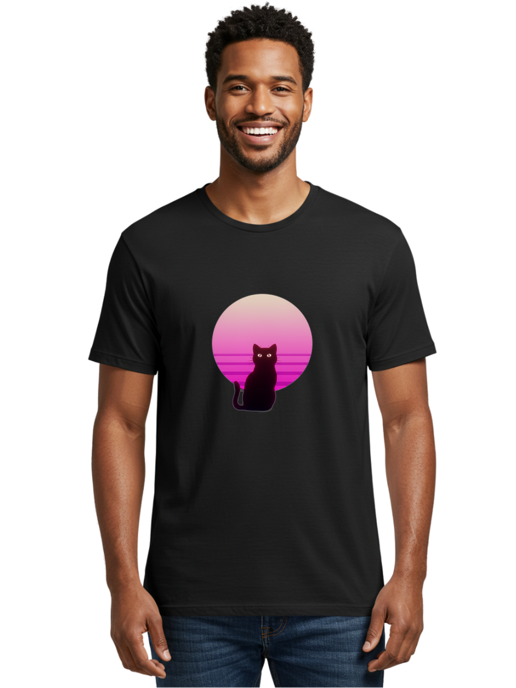 Cat-Silhouette Men'S Graphic Tee, 100% Cotton, Comfortable Casual Summer Wear, Machine Washable, Vintage Camera, Old Camera, Antique Camera, Black Camera, Classic Photography, Photography Equipment, Nostalgic Device, Film Camera, Camera Art Bai645