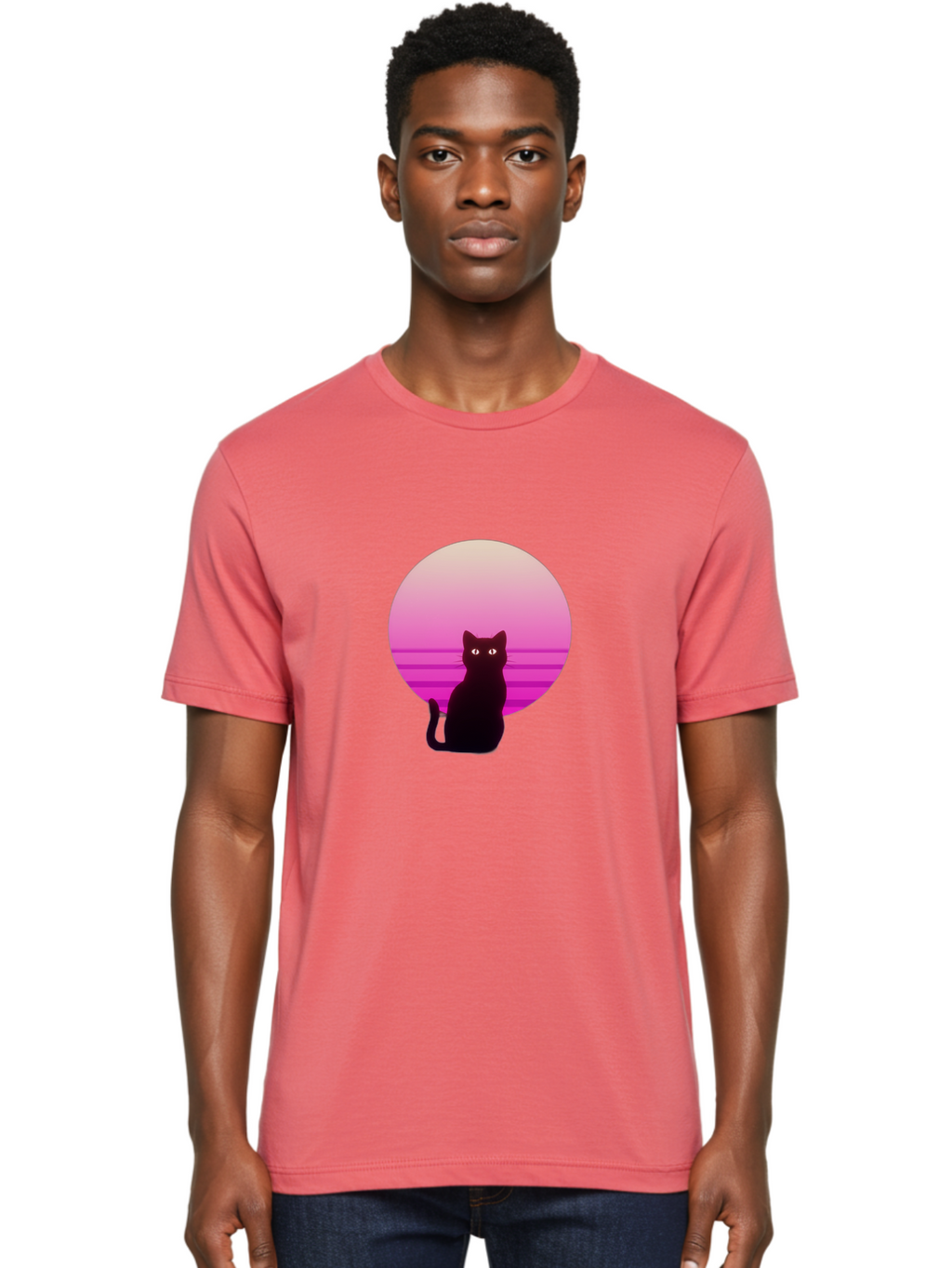 Cat-Silhouette Men'S Graphic Tee, 100% Cotton, Comfortable Casual Summer Wear, Machine Washable, Vintage Camera, Old Camera, Antique Camera, Black Camera, Classic Photography, Photography Equipment, Nostalgic Device, Film Camera, Camera Art Bai645