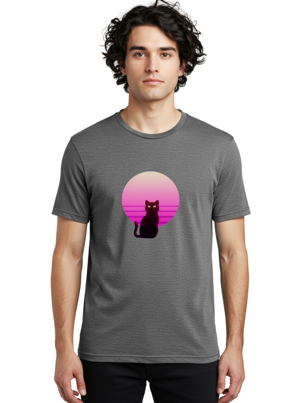 Cat-Silhouette Men'S Graphic Tee, 100% Cotton, Comfortable Casual Summer Wear, Machine Washable, Vintage Camera, Old Camera, Antique Camera, Black Camera, Classic Photography, Photography Equipment, Nostalgic Device, Film Camera, Camera Art Bai645