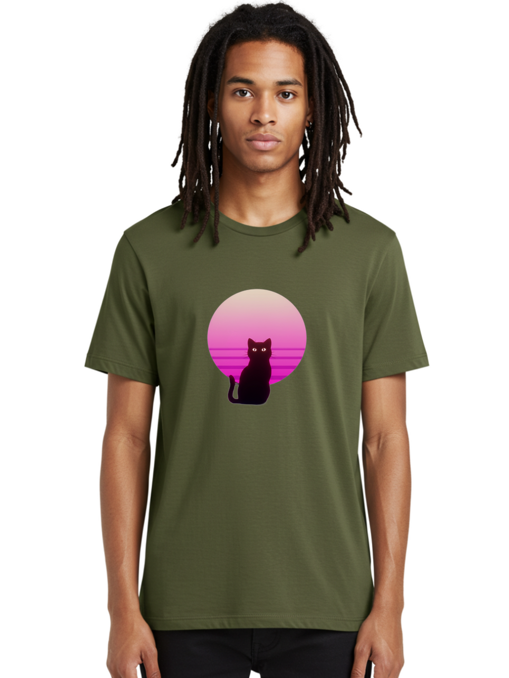 Cat-Silhouette Men'S Graphic Tee, 100% Cotton, Comfortable Casual Summer Wear, Machine Washable, Vintage Camera, Old Camera, Antique Camera, Black Camera, Classic Photography, Photography Equipment, Nostalgic Device, Film Camera, Camera Art Bai645